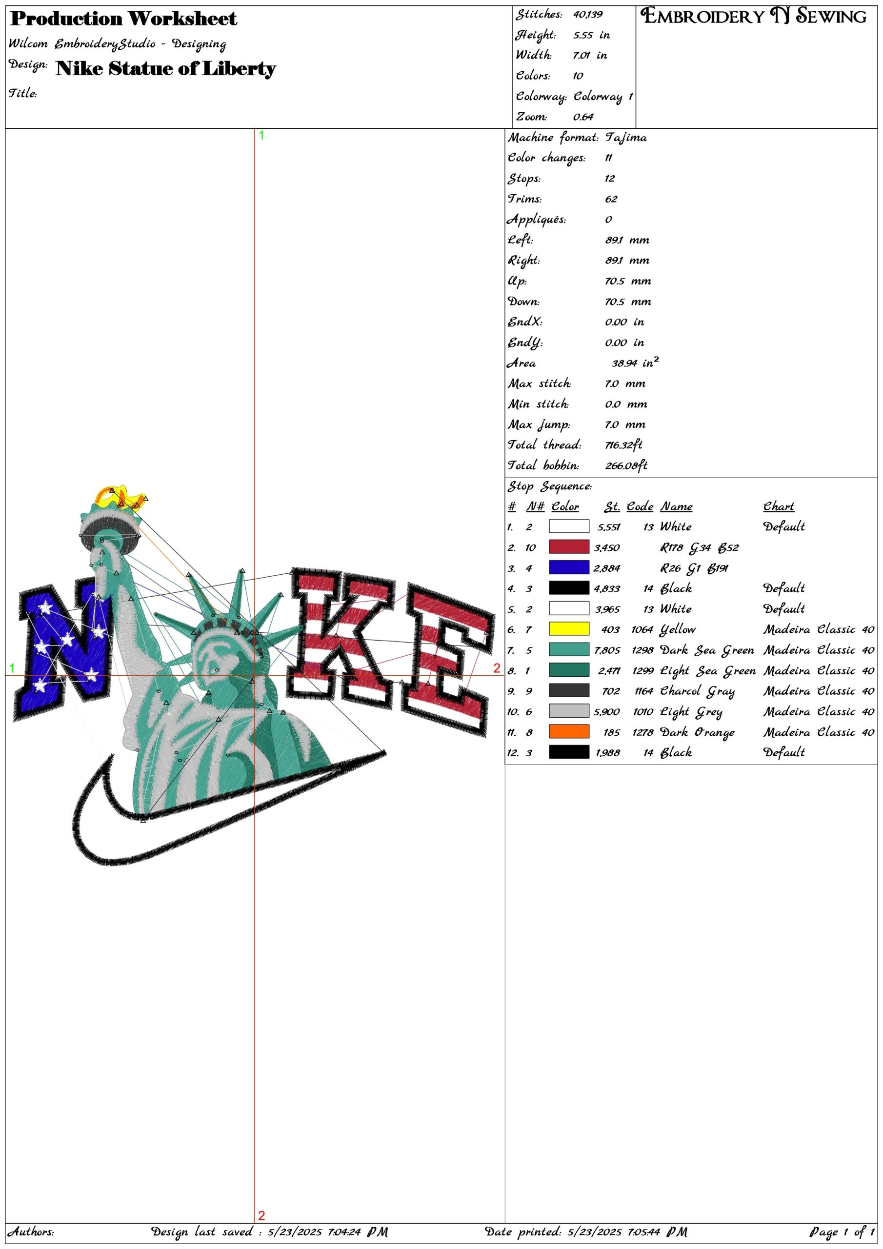 Nike Statue of Liberty-Elegant embroidery design file - instant download — view 3