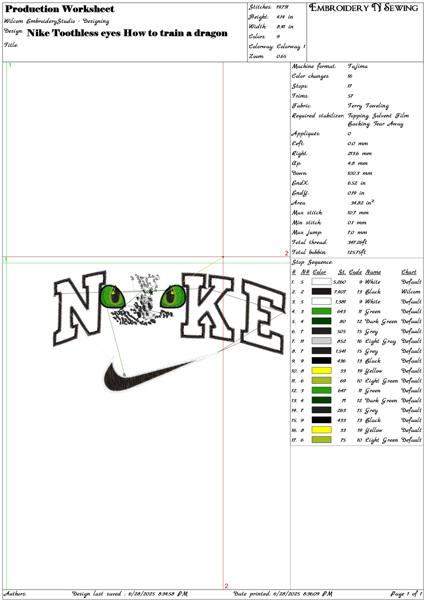 Nike Toothless eyes How to train a dragon-Elegant embroidery design file - instant download — view 3