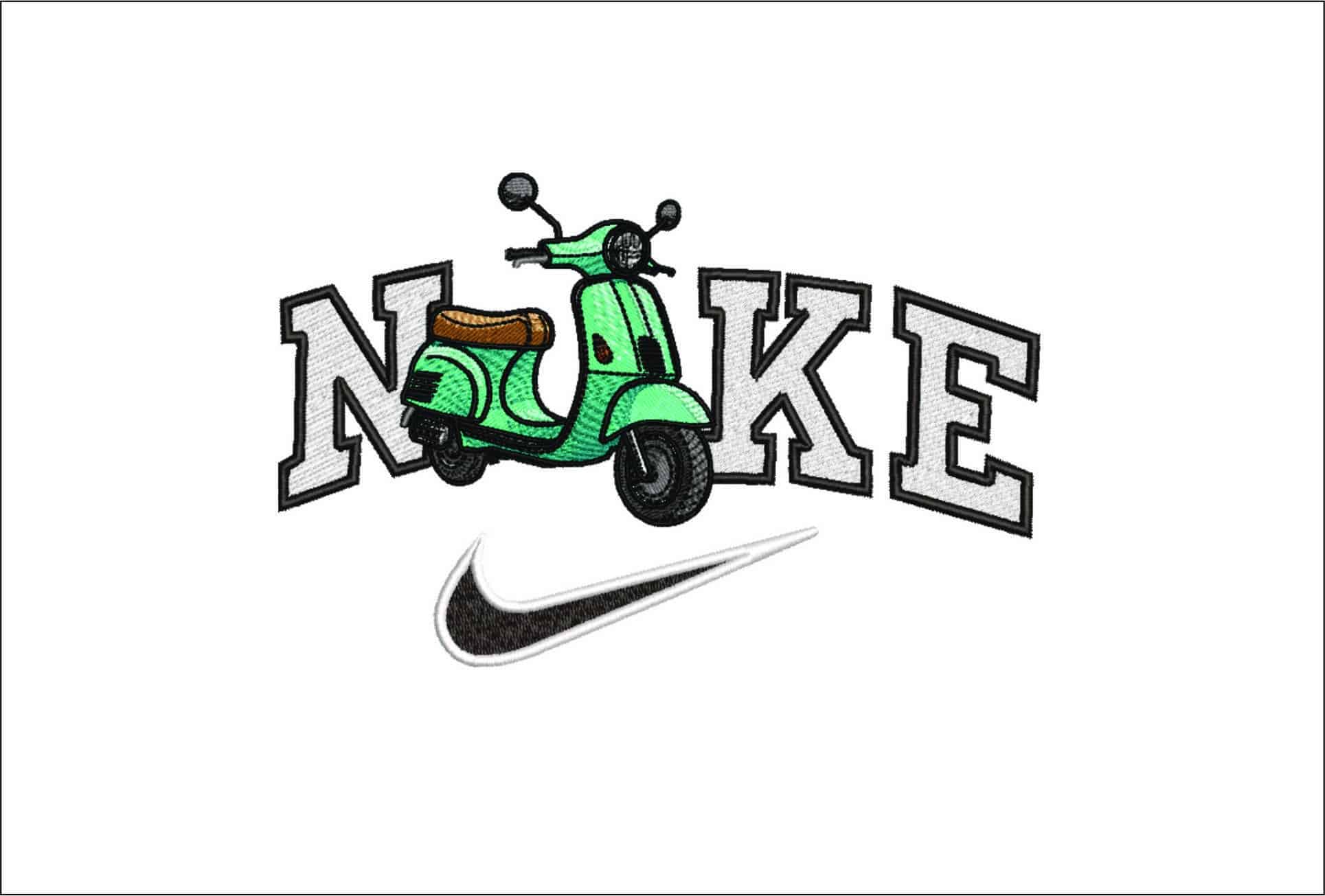 Nike Vespa Scooter-Elegant embroidery design file - instant download