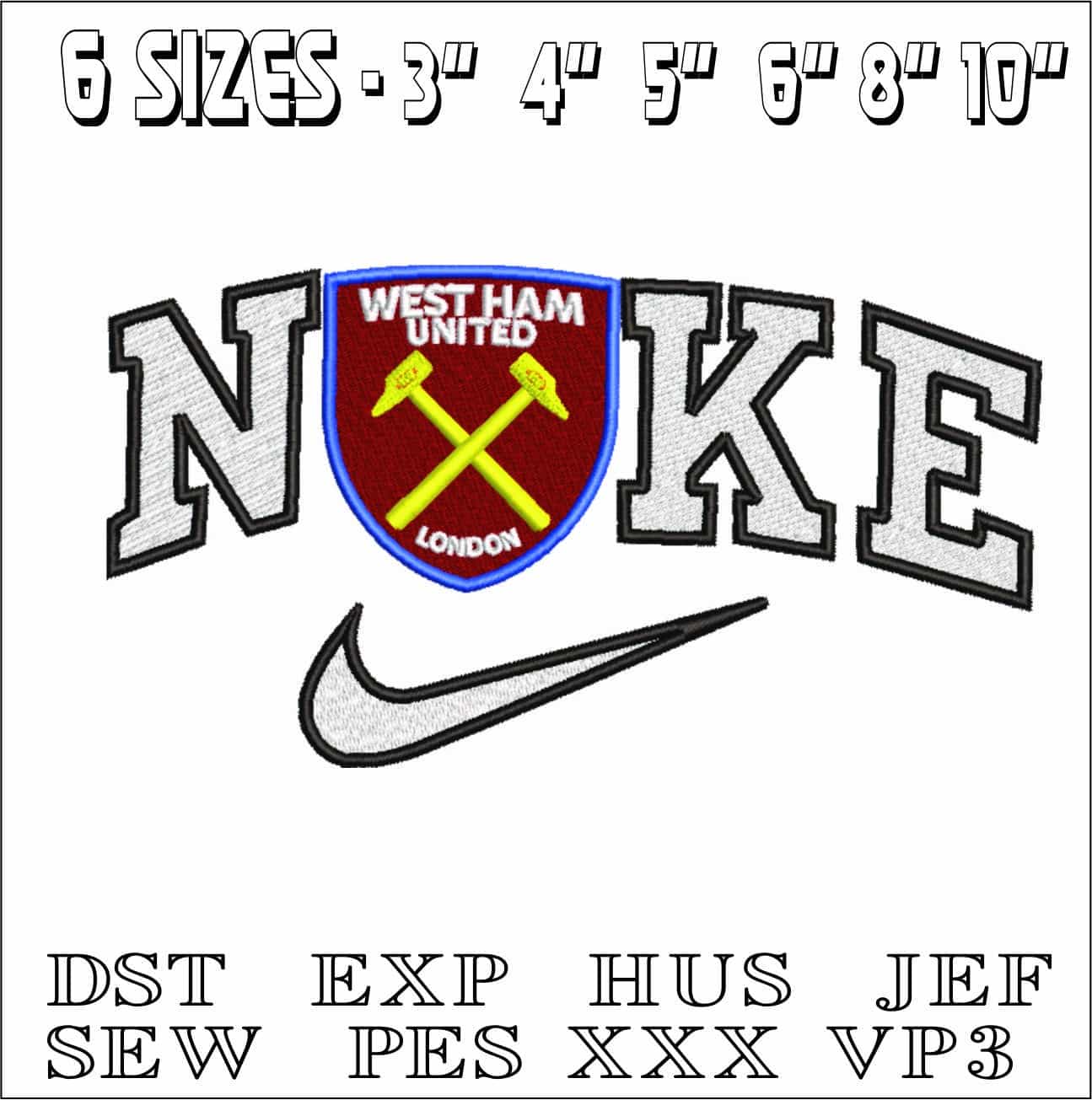Nike West Ham United FC-Elegant embroidery design file - instant download — view 2