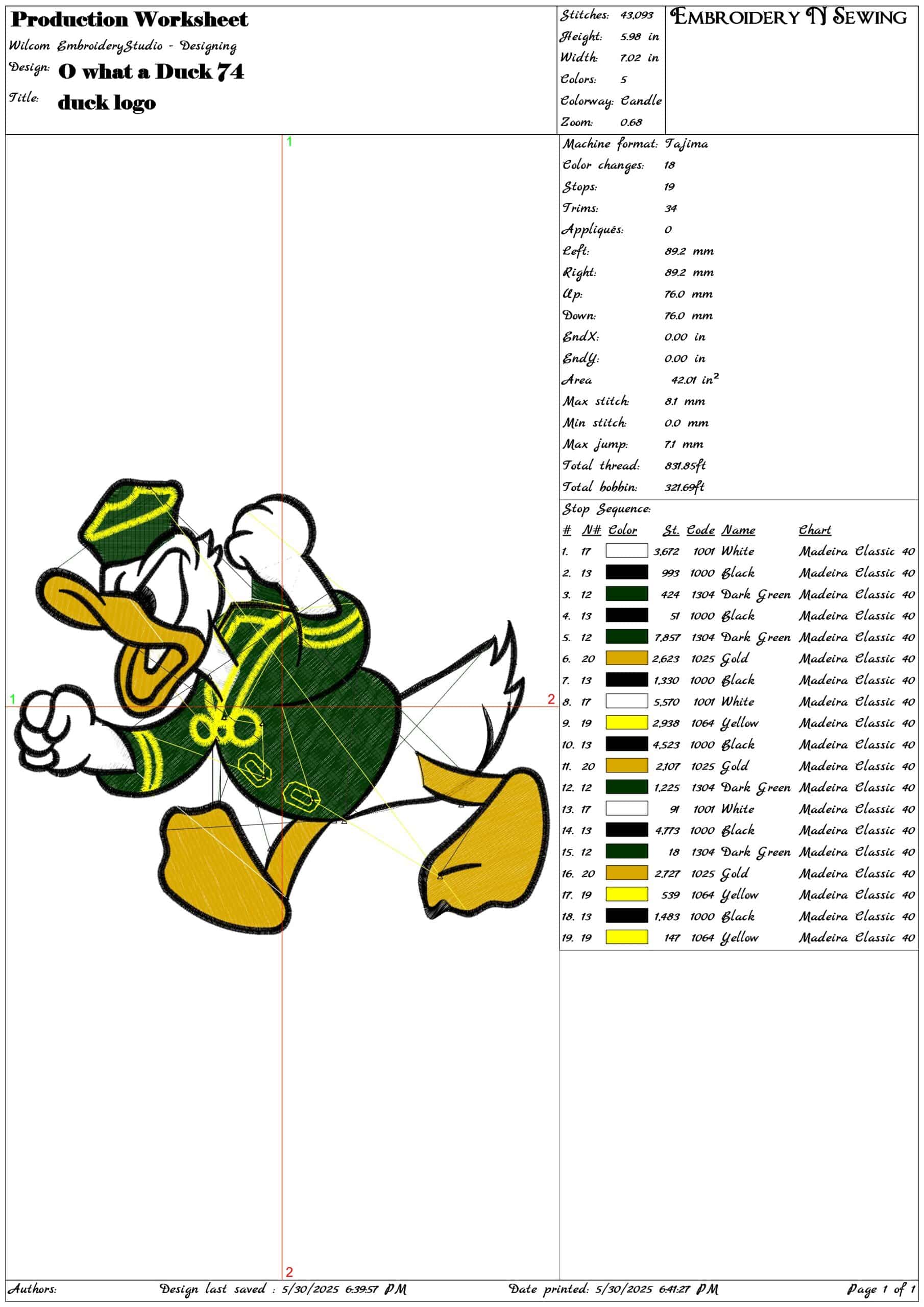 O what a Duck 74-Elegant embroidery design file - instant download — view 3