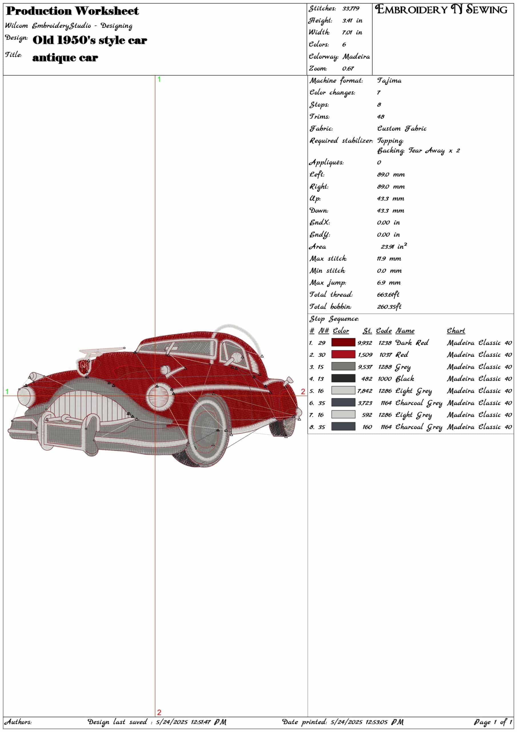 Old 1950's style car-Elegant embroidery design file - instant download — view 3
