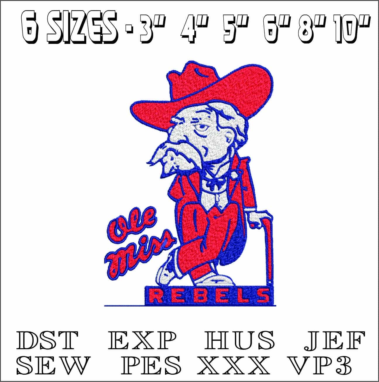 Ole Miss Rebel-Elegant embroidery design file - instant download — view 2