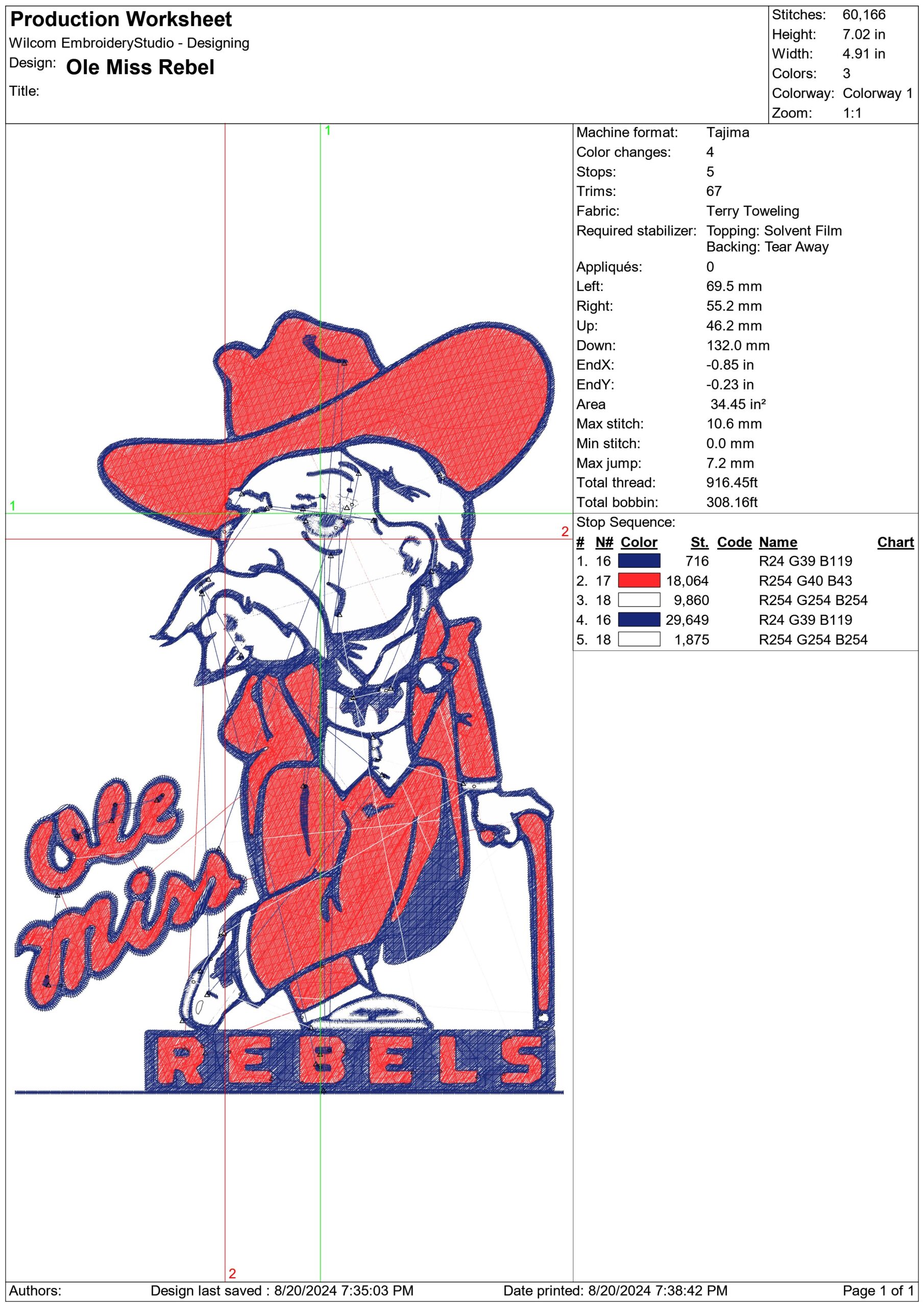 Ole Miss Rebel-Elegant embroidery design file - instant download — view 3