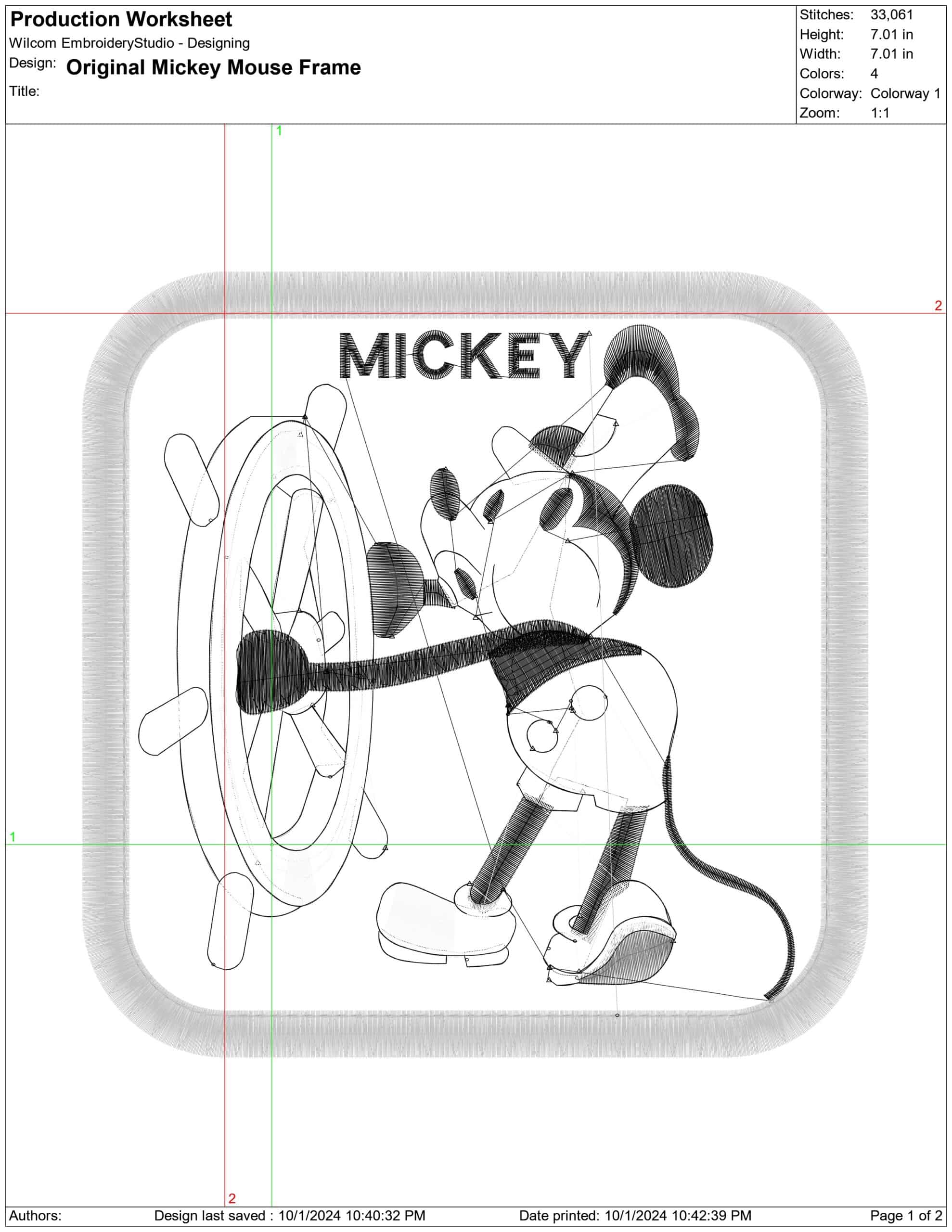 Original Mickey Mouse Frame-Elegant embroidery design file - instant download — view 4