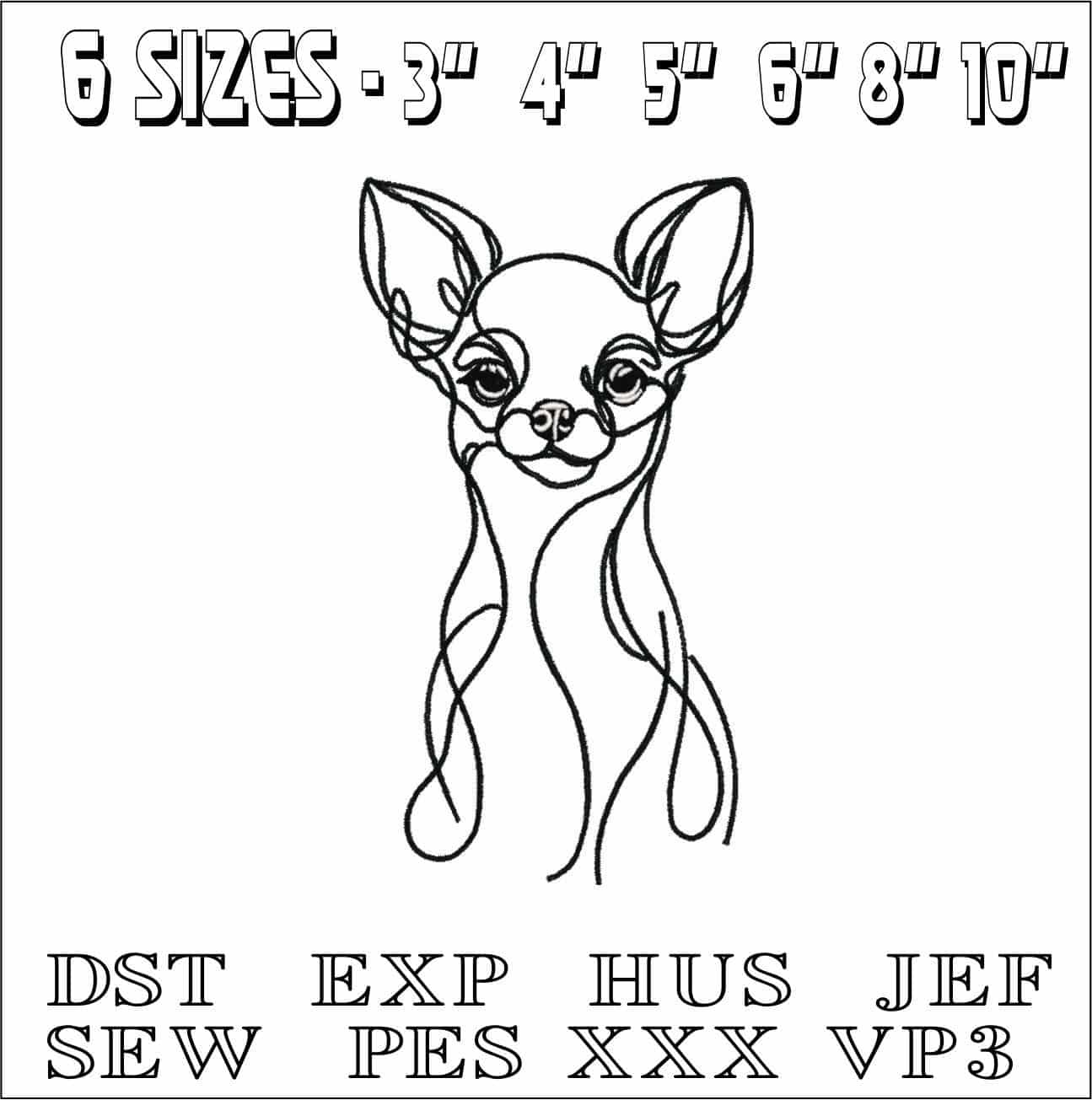 Outline of Chiwawa-Elegant embroidery design file - instant download — view 2