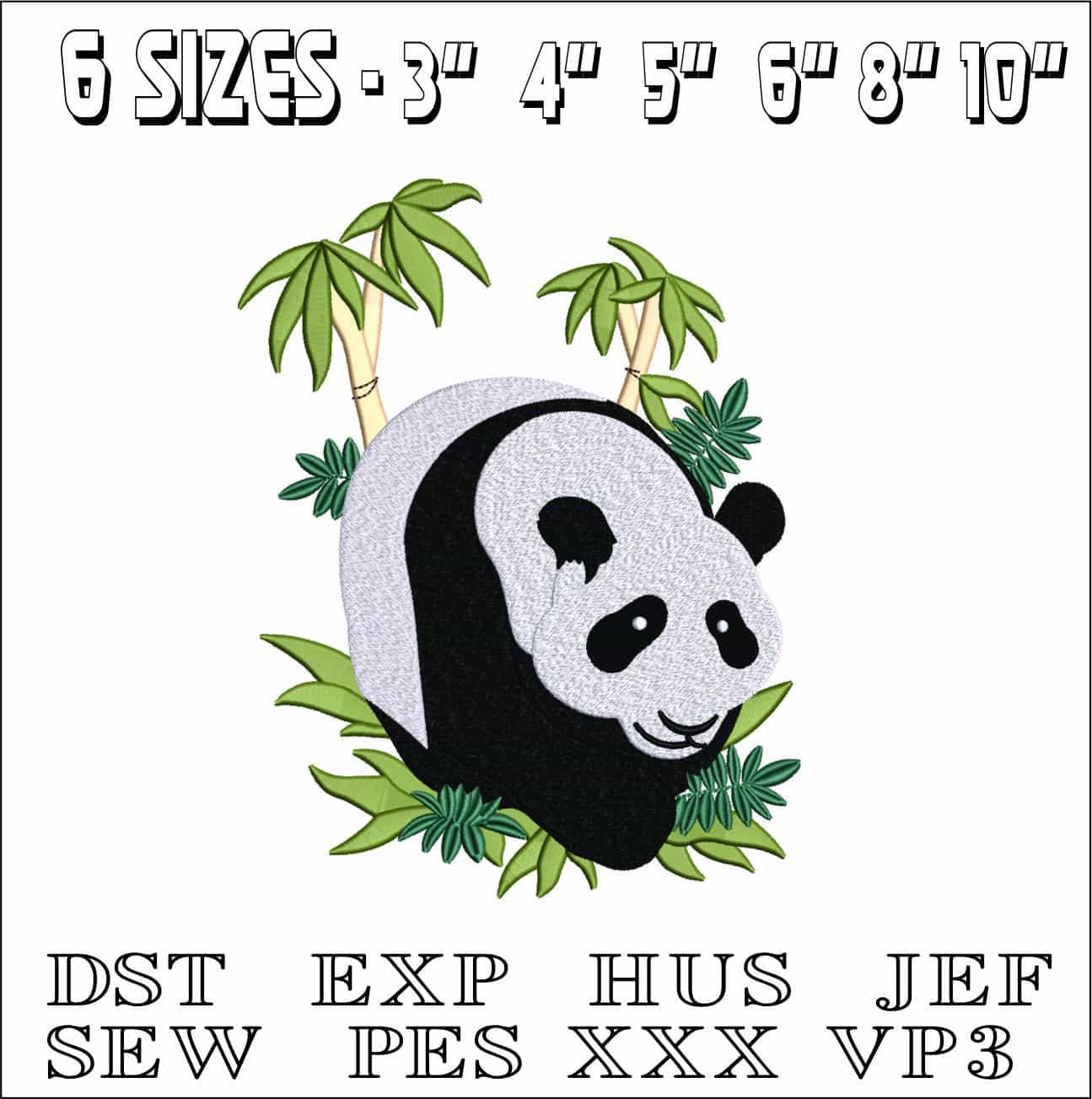 Panda in Jungle-Elegant embroidery design file - instant download — view 2
