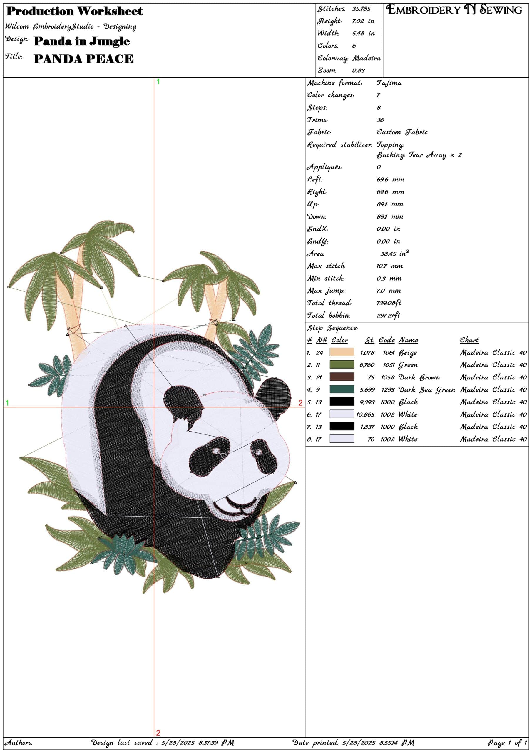 Panda in Jungle-Elegant embroidery design file - instant download — view 3