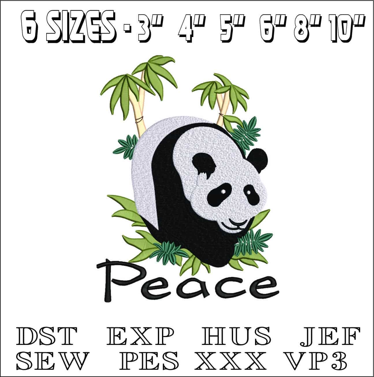 Panda Peace-Elegant embroidery design file - instant download — view 2
