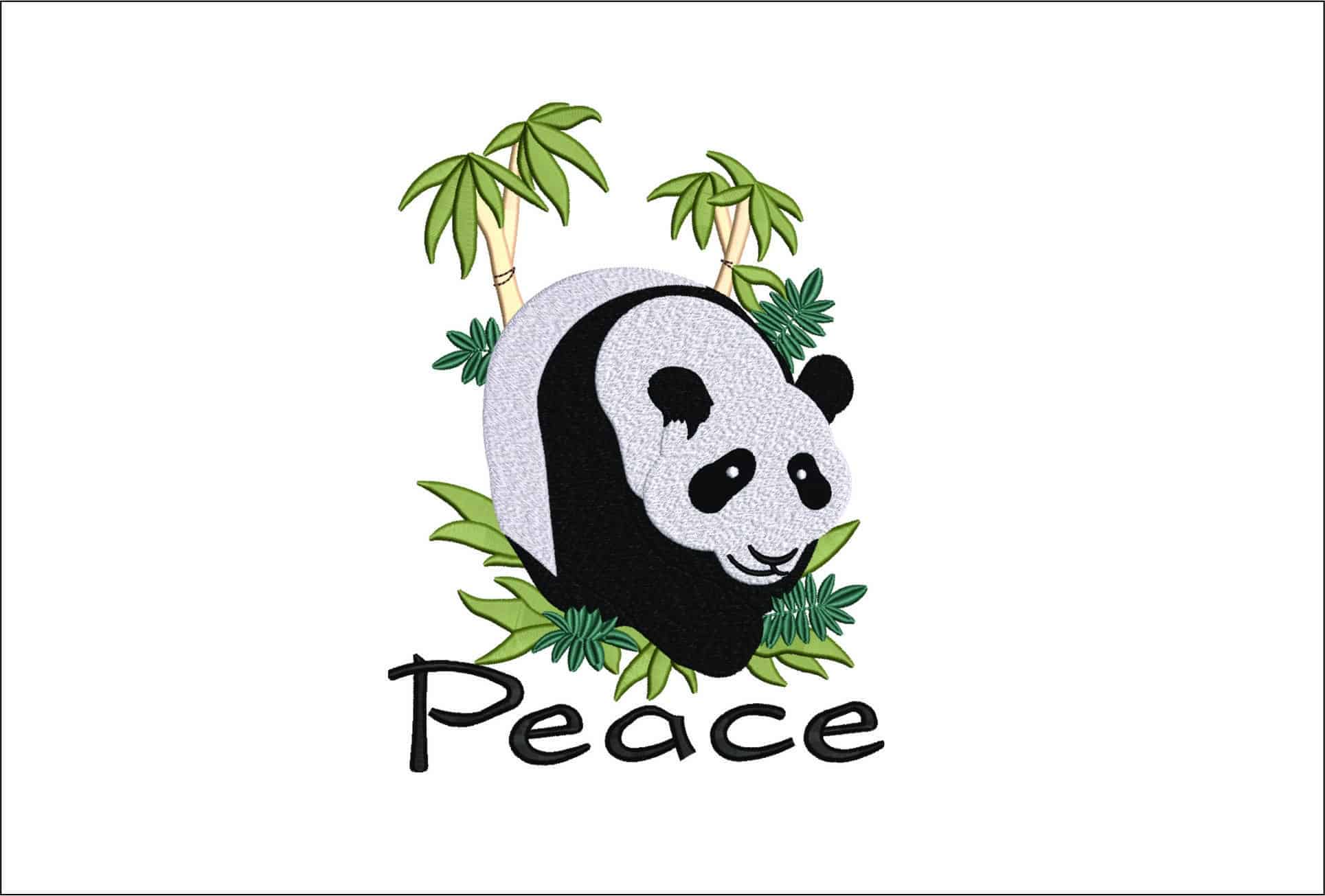 Panda Peace-Elegant embroidery design file - instant download