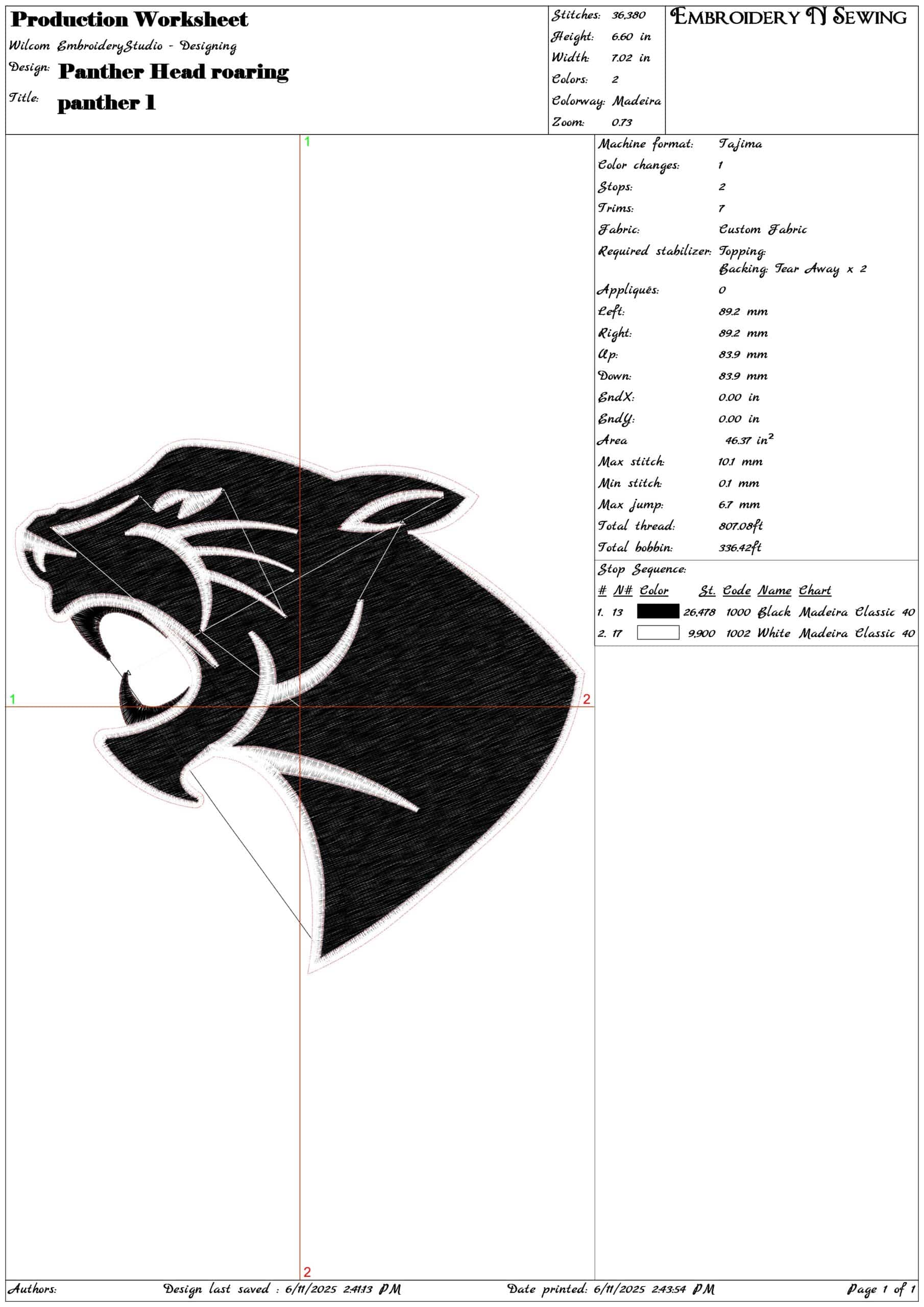 Panther-Elegant embroidery design file - instant download — view 3