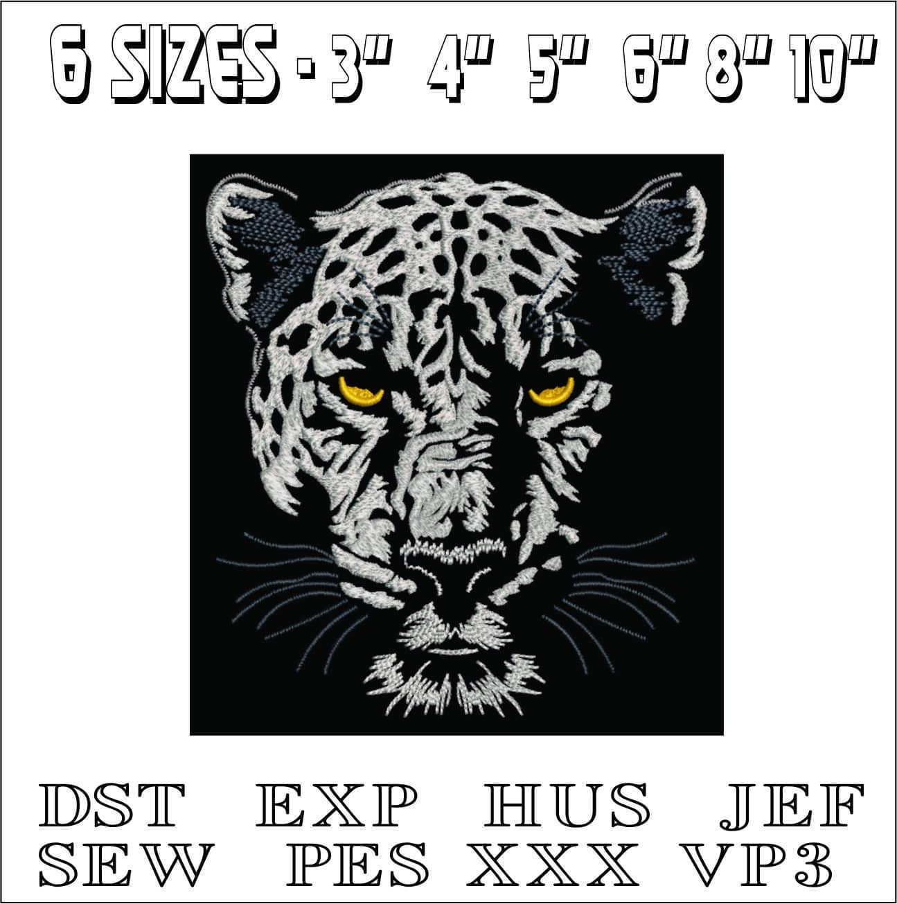 Panther Head-Elegant embroidery design file - instant download — view 2