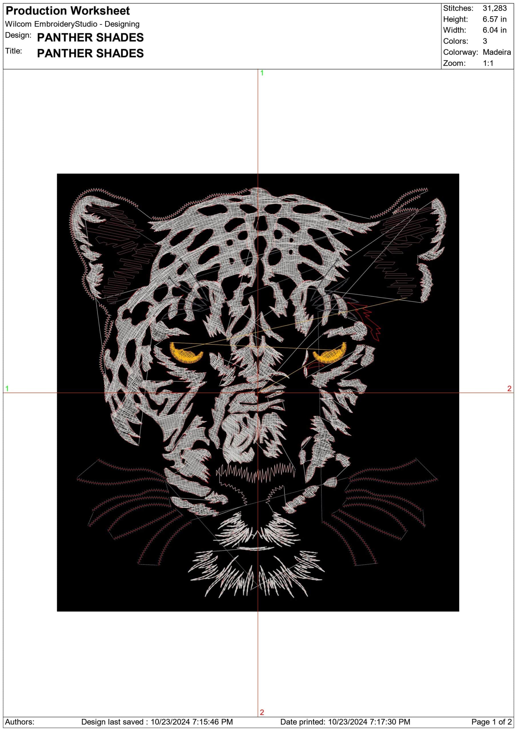 Panther Head-Elegant embroidery design file - instant download — view 3