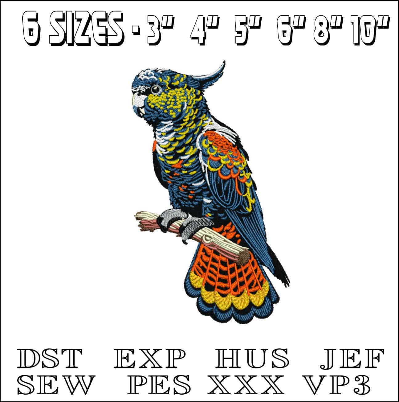 Parrot -Elegant embroidery design file - instant download — view 2