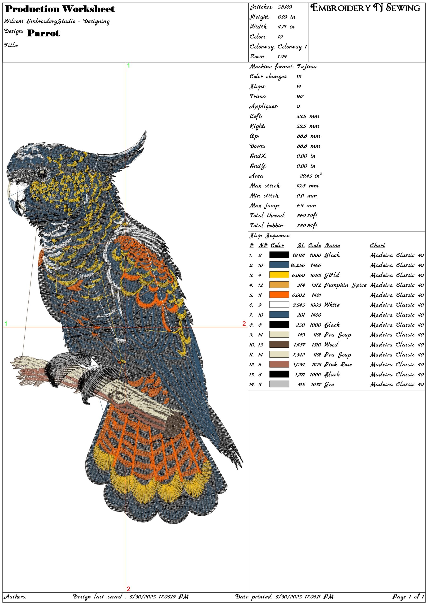 Parrot -Elegant embroidery design file - instant download — view 3