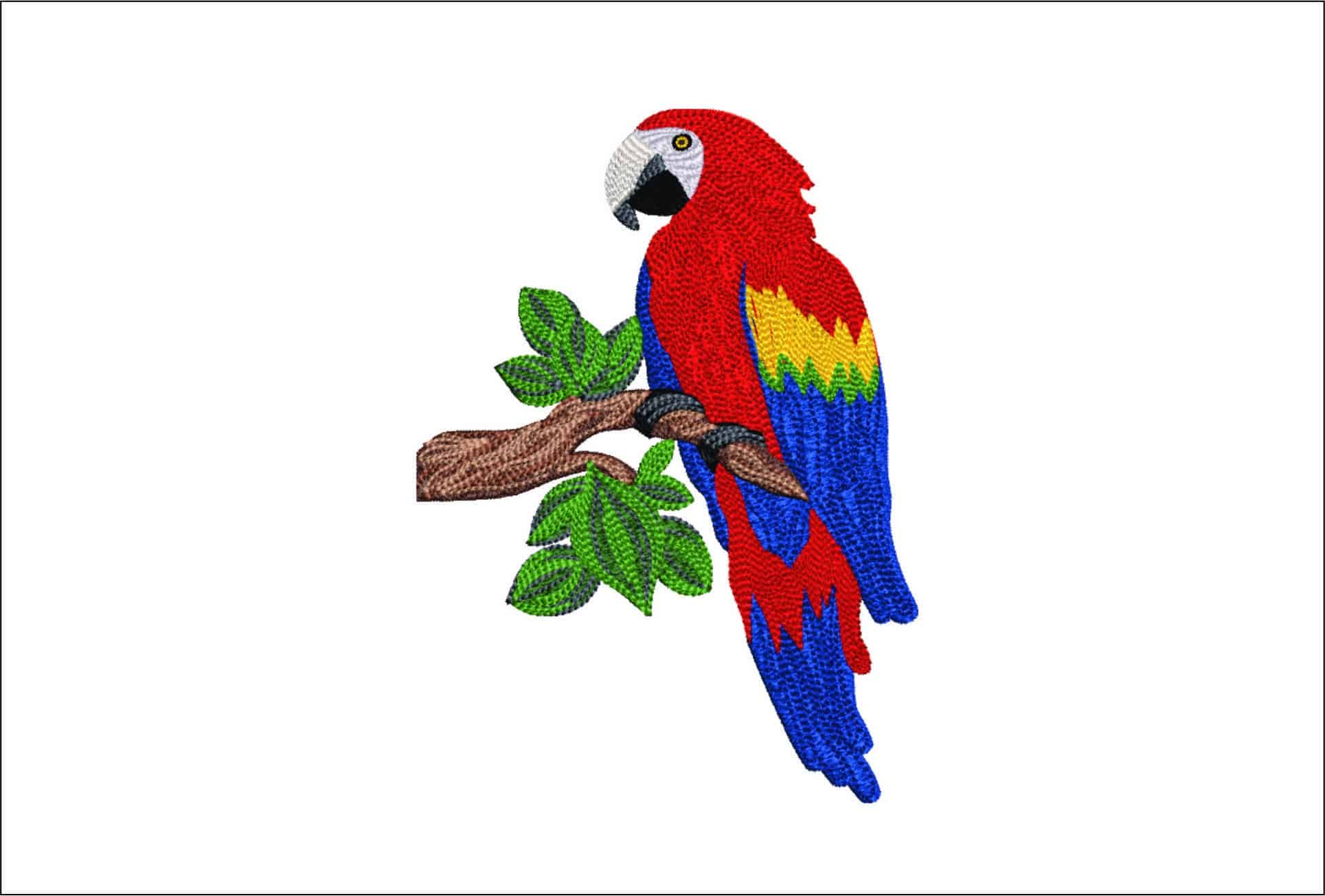 Parrot on Perch-Elegant embroidery design file - instant download