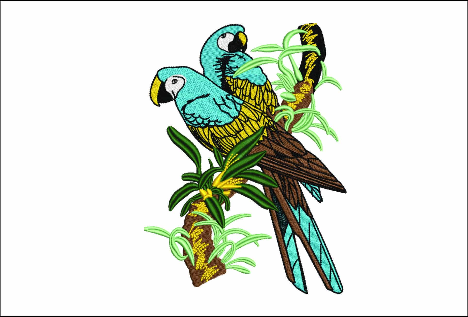 Two Parrots-Elegant embroidery design file - instant download