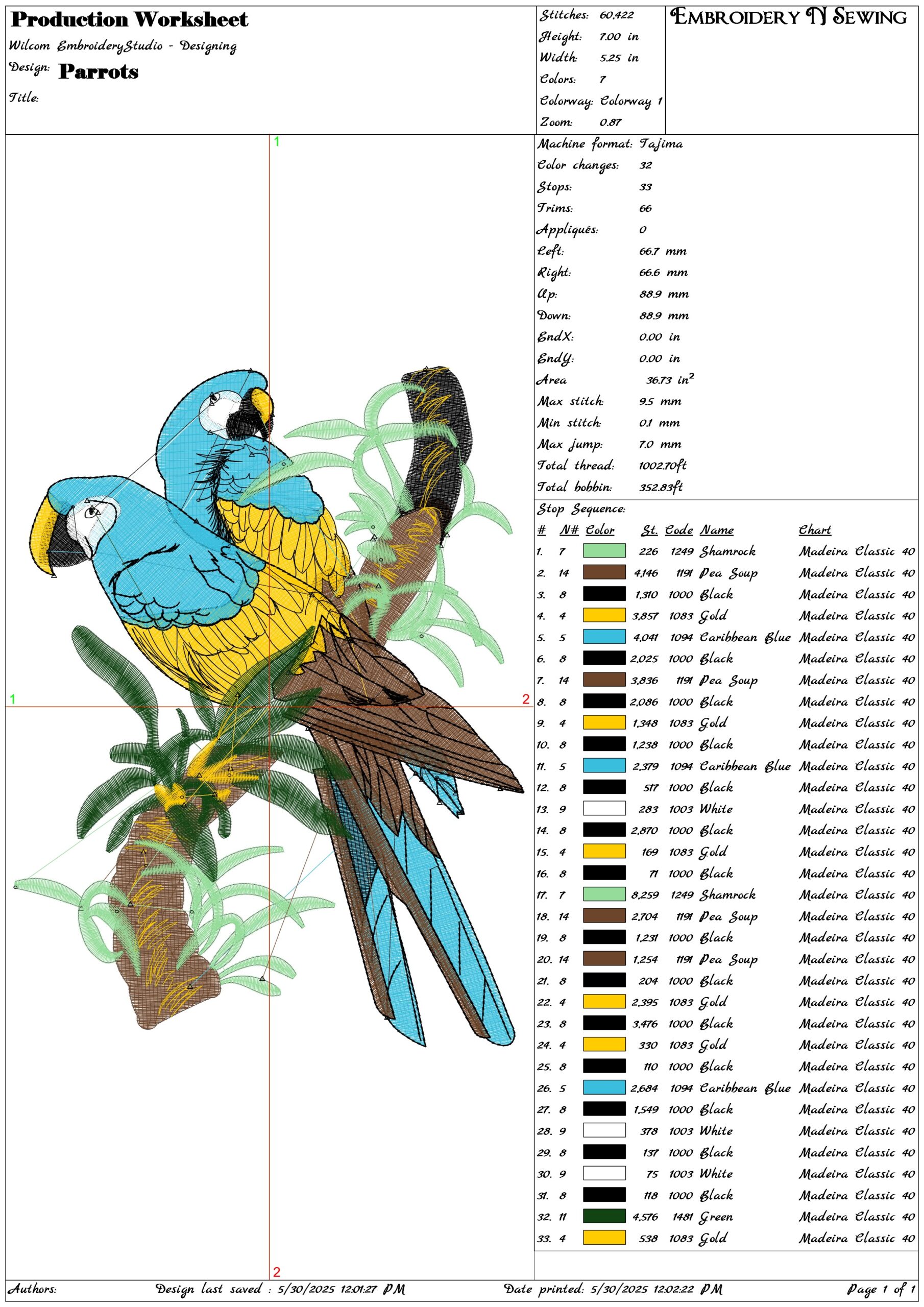 Two Parrots-Elegant embroidery design file - instant download — view 3