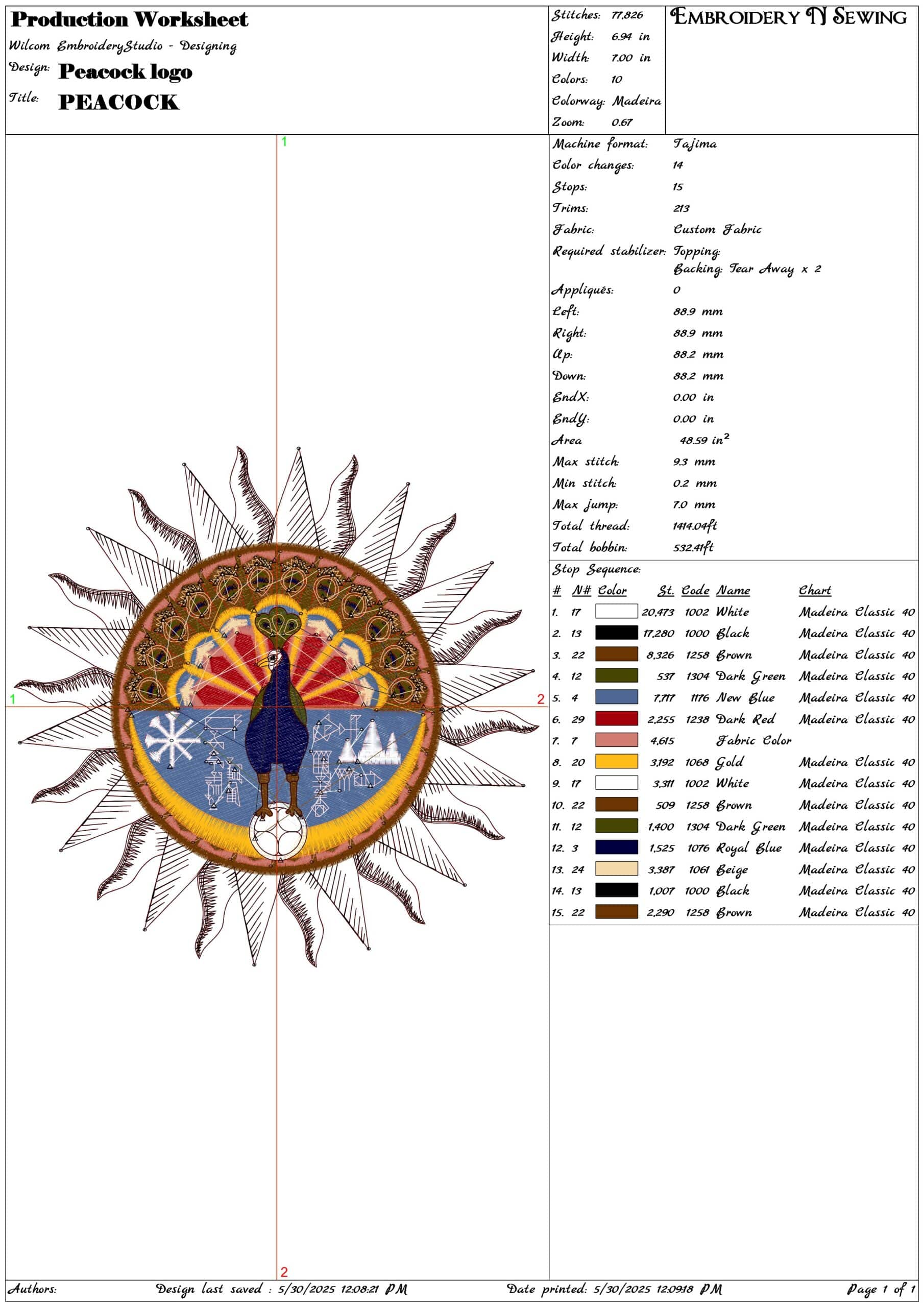 Peacock logo-Elegant embroidery design file - instant download — view 3
