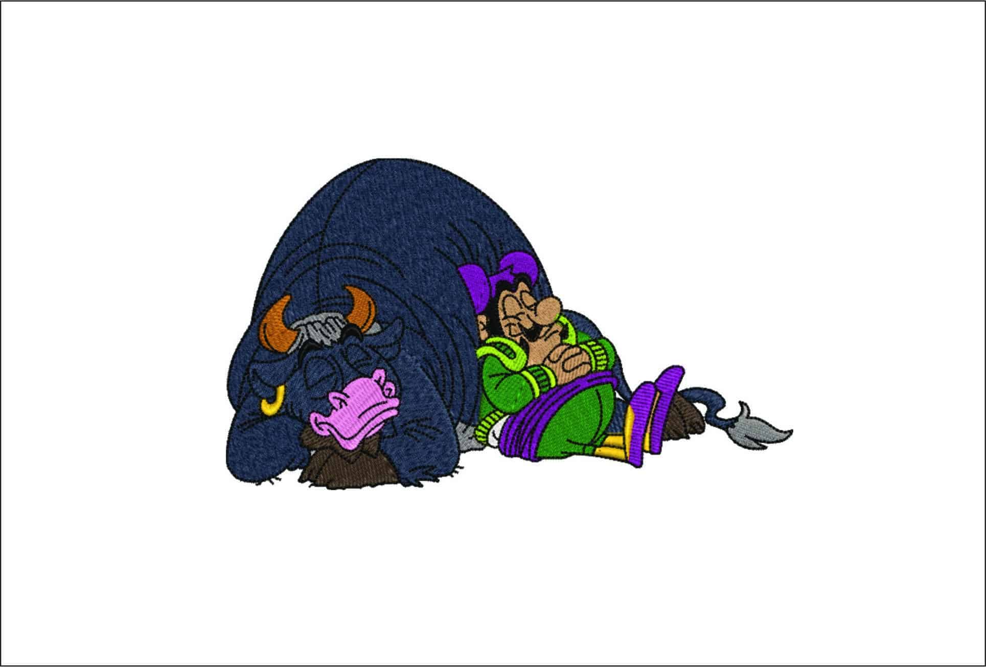 Piccolo Coro Bull and Bull Fighter-Elegant embroidery design file - instant download