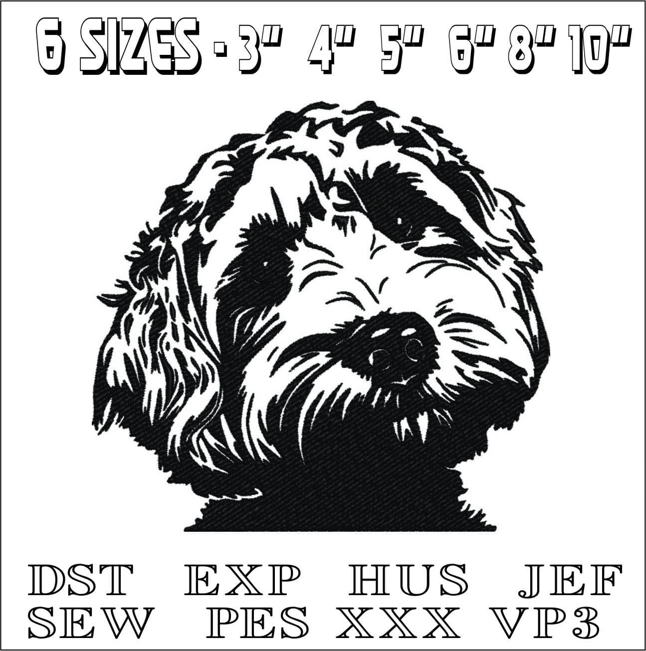 Poodle Face-Elegant embroidery design file - instant download — view 2