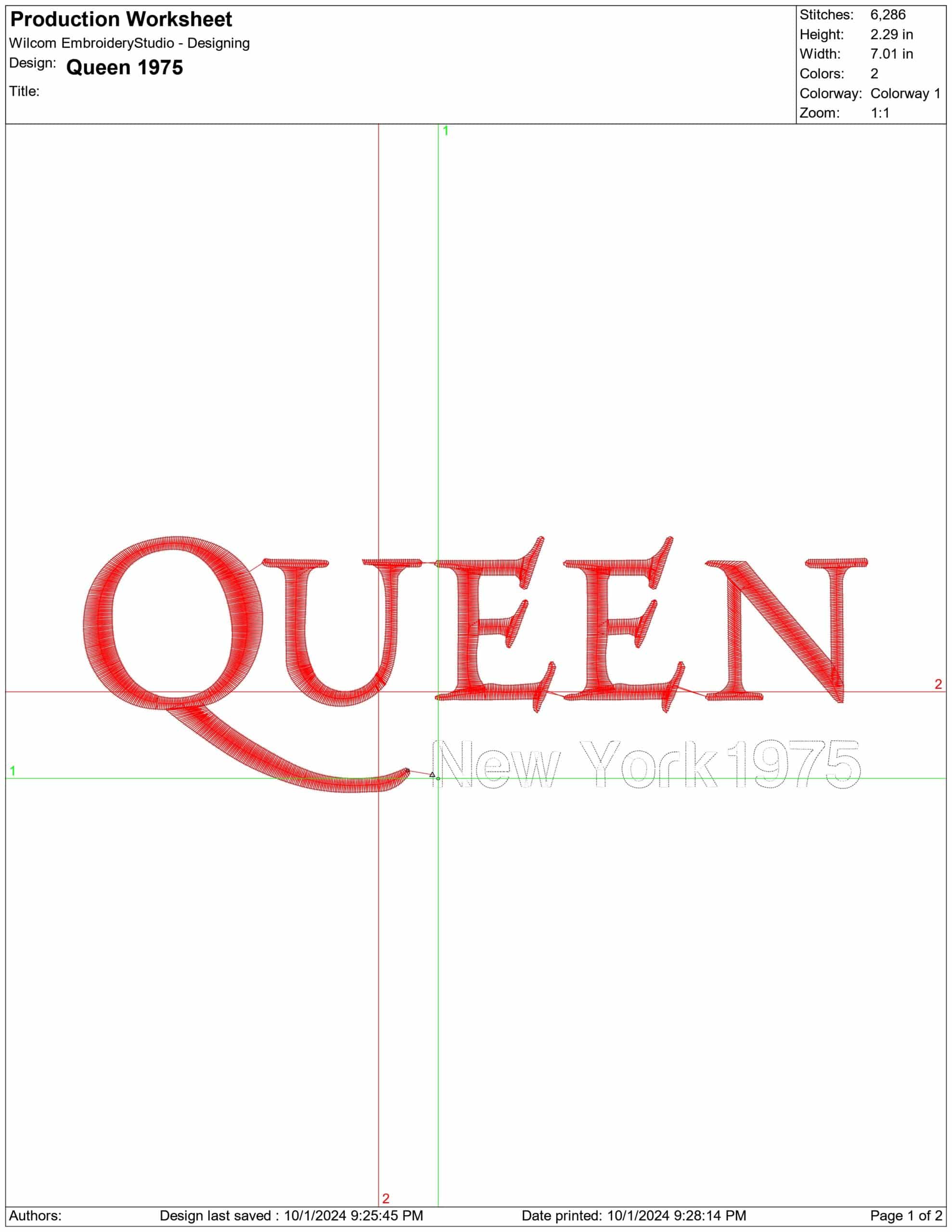 Queen 1975-Elegant embroidery design file - instant download — view 4