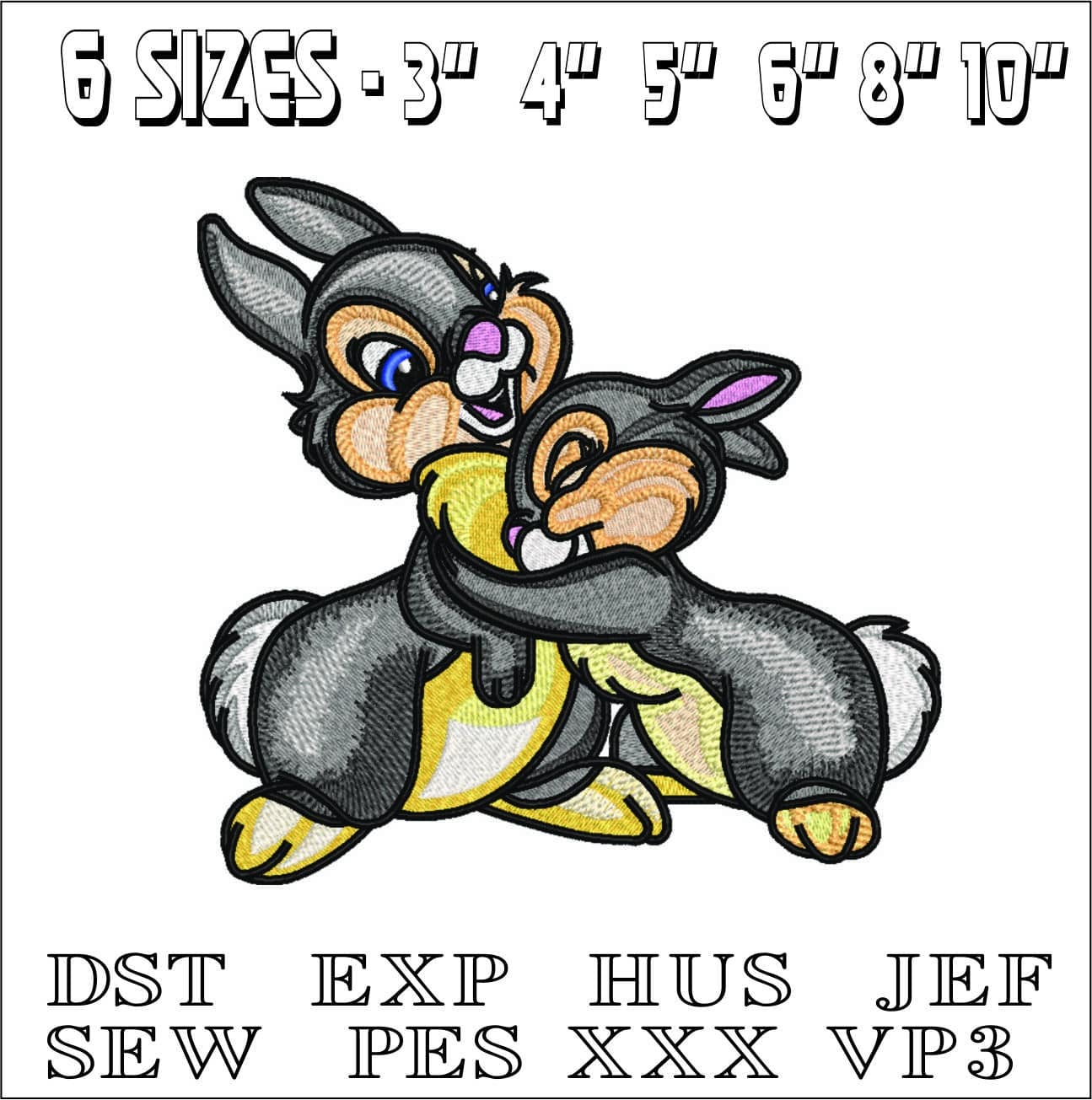 Rabbits-Elegant embroidery design file - instant download — view 2