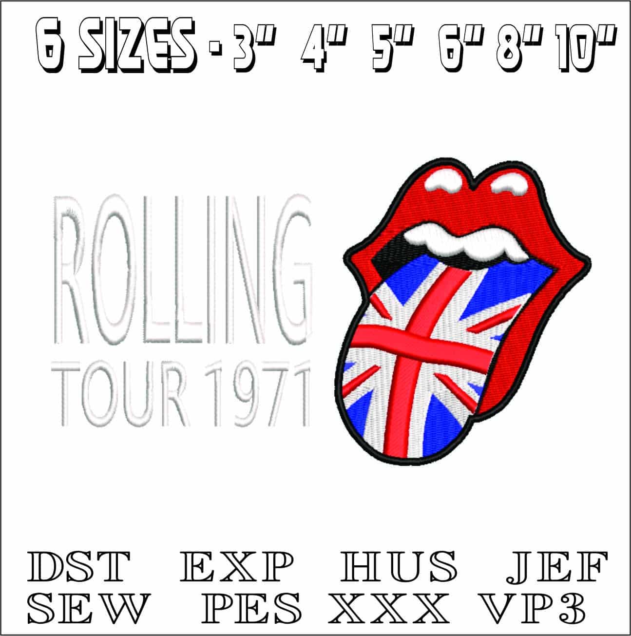 Rolling Stones Tour-Elegant embroidery design file - instant download — view 2