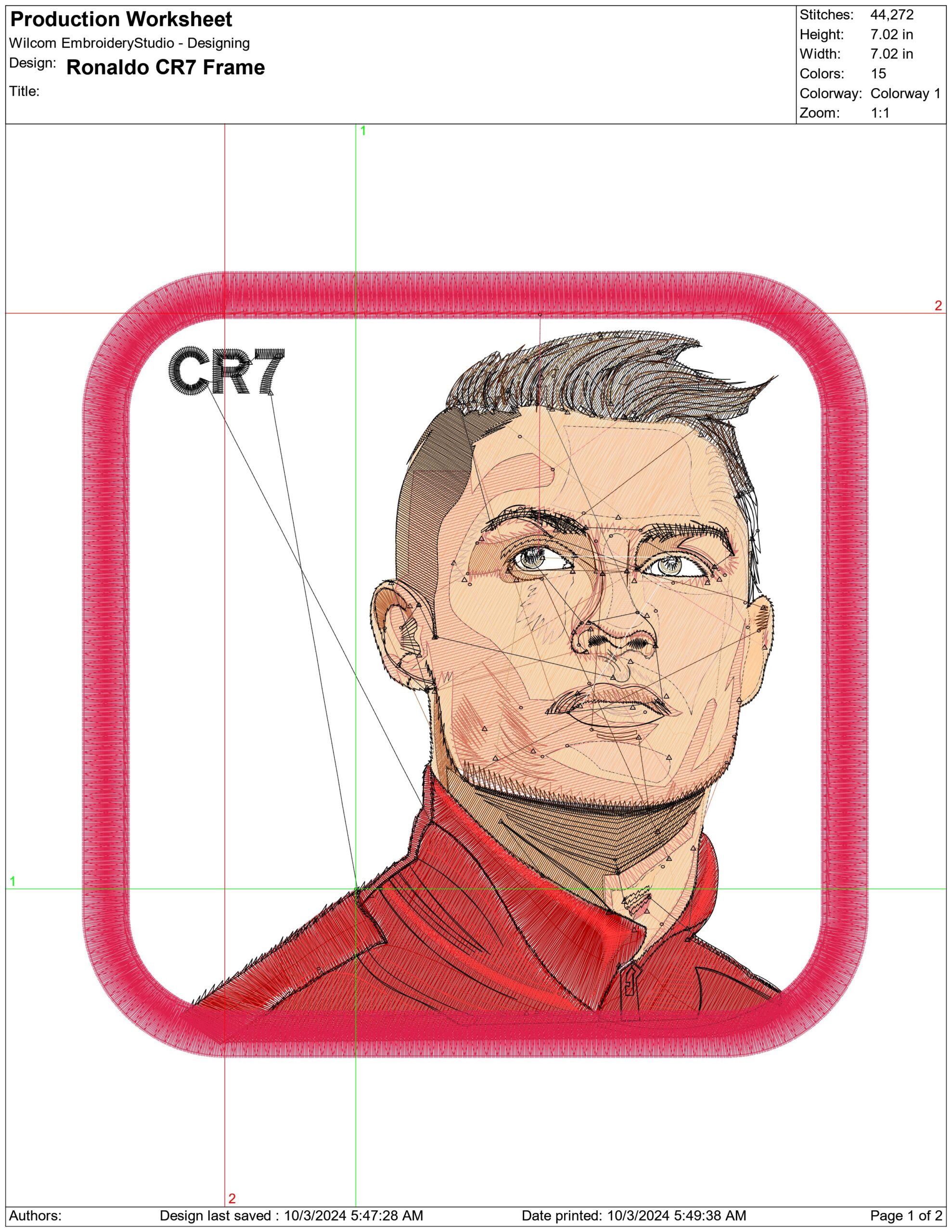 Ronaldo CR7 Frame-Elegant embroidery design file - instant download — view 4