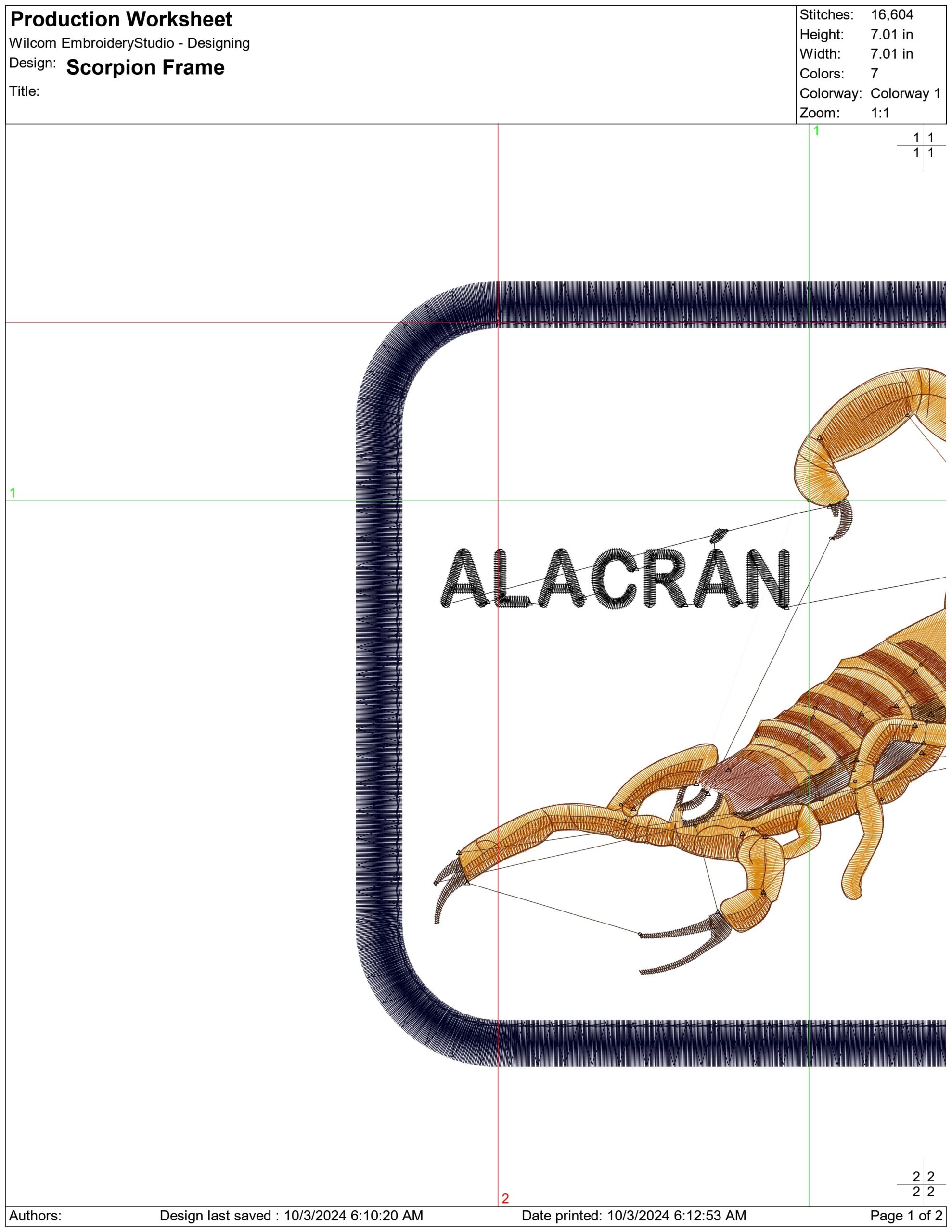 Scorpion Frame-Elegant embroidery design file - instant download — view 4
