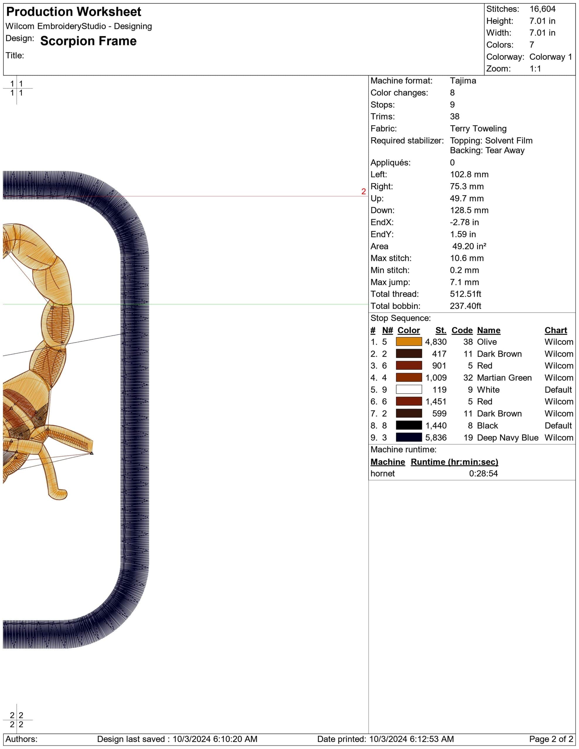 Scorpion Frame-Elegant embroidery design file - instant download — view 3