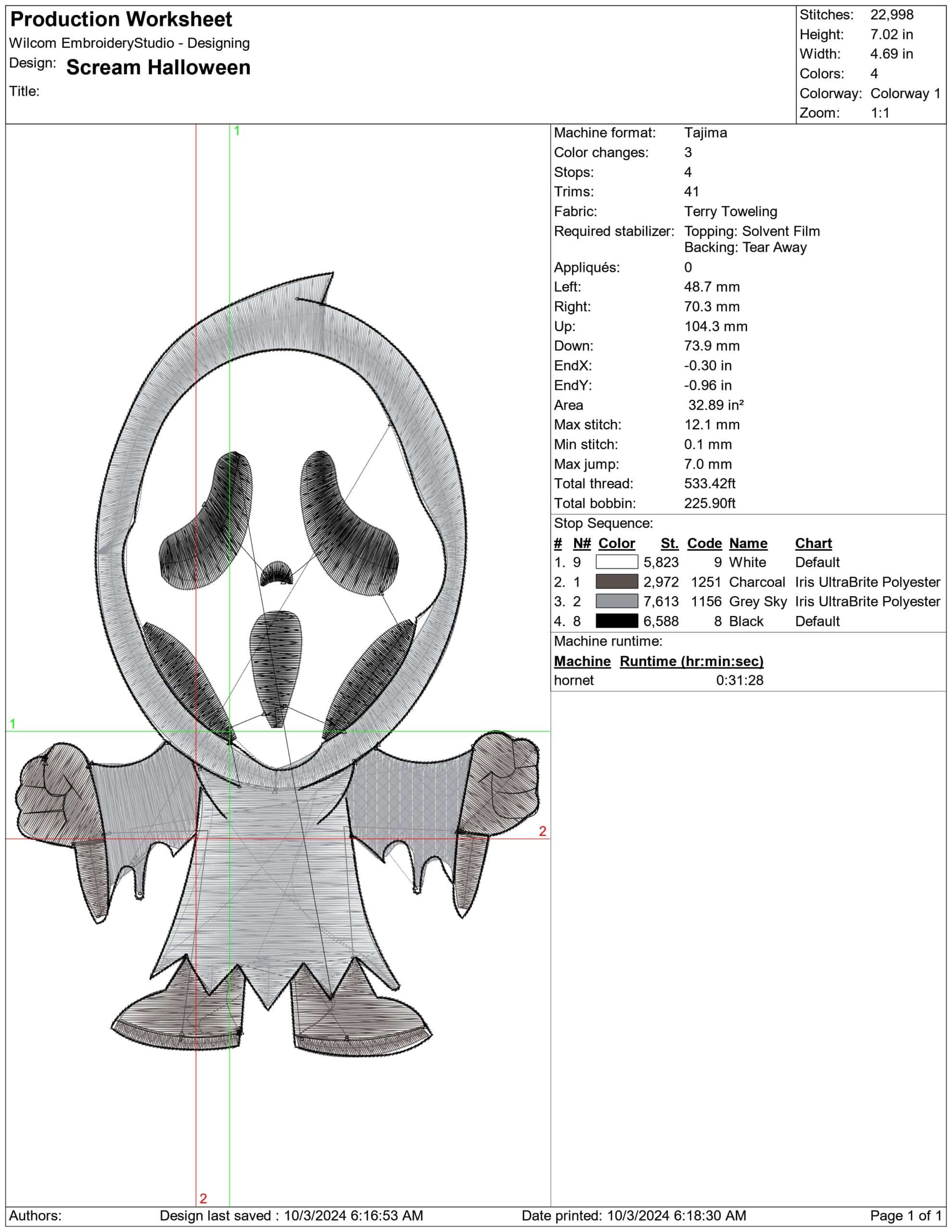 Scream Halloween-Elegant embroidery design file - instant download — view 3