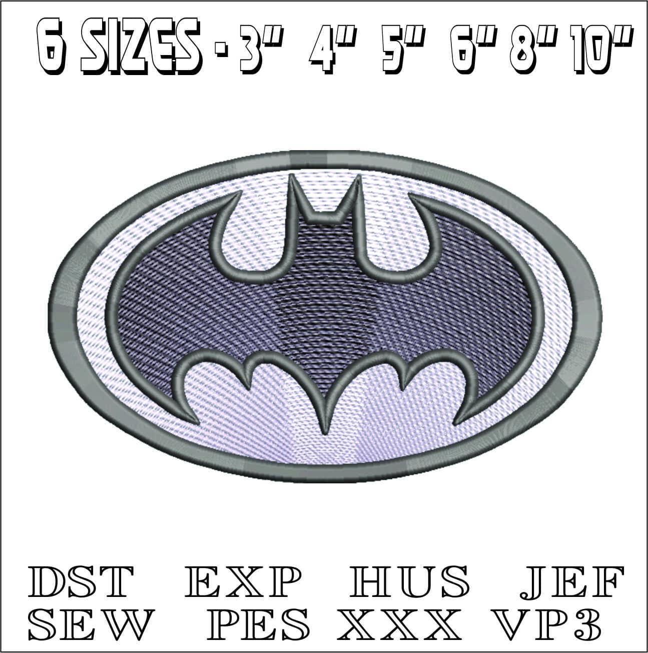 Shaded Batman logo-Elegant embroidery design file - instant download — view 2