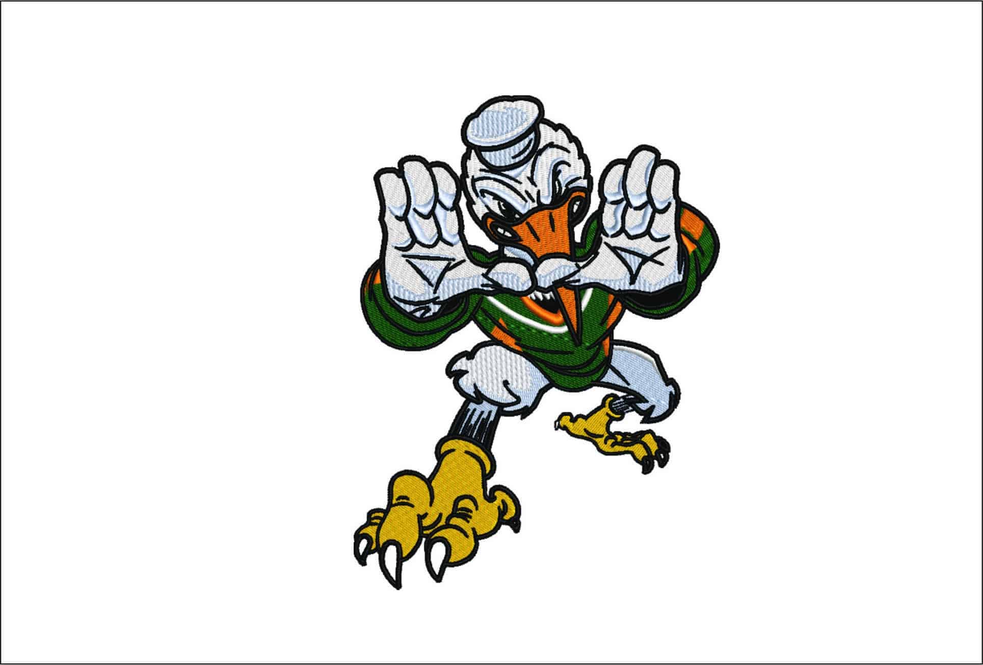 Sebastian the Ibis Miami Hurricanes-Elegant embroidery design file - instant download