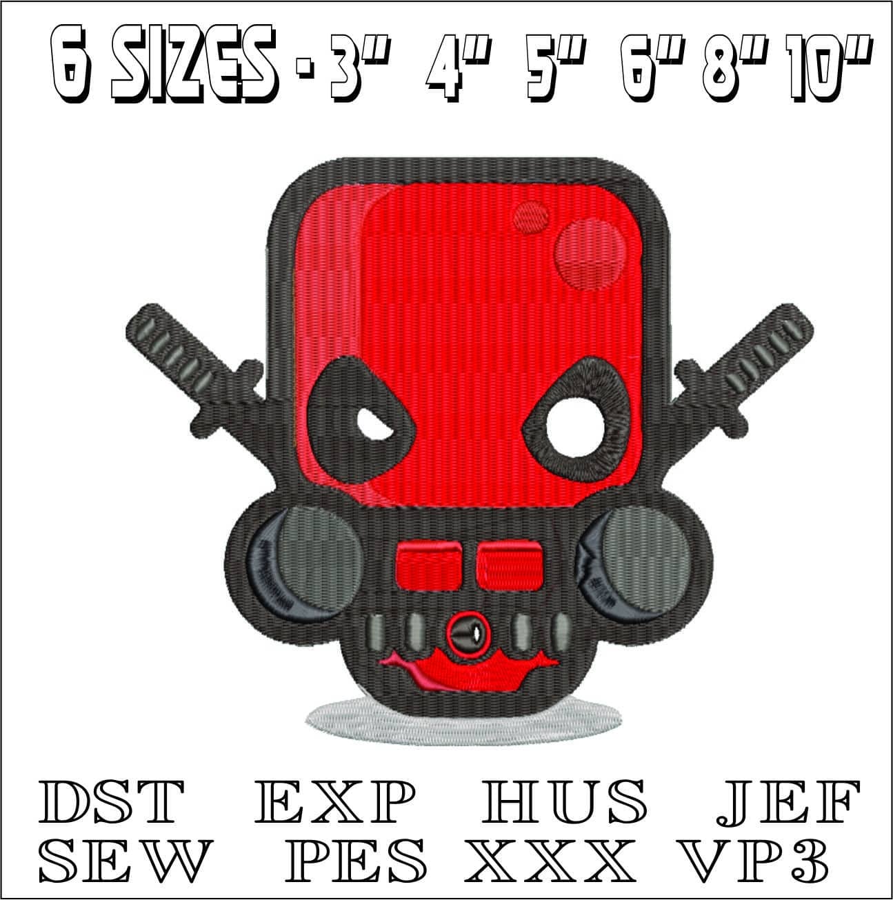 Simple Deadpool-Elegant embroidery design file - instant download — view 2
