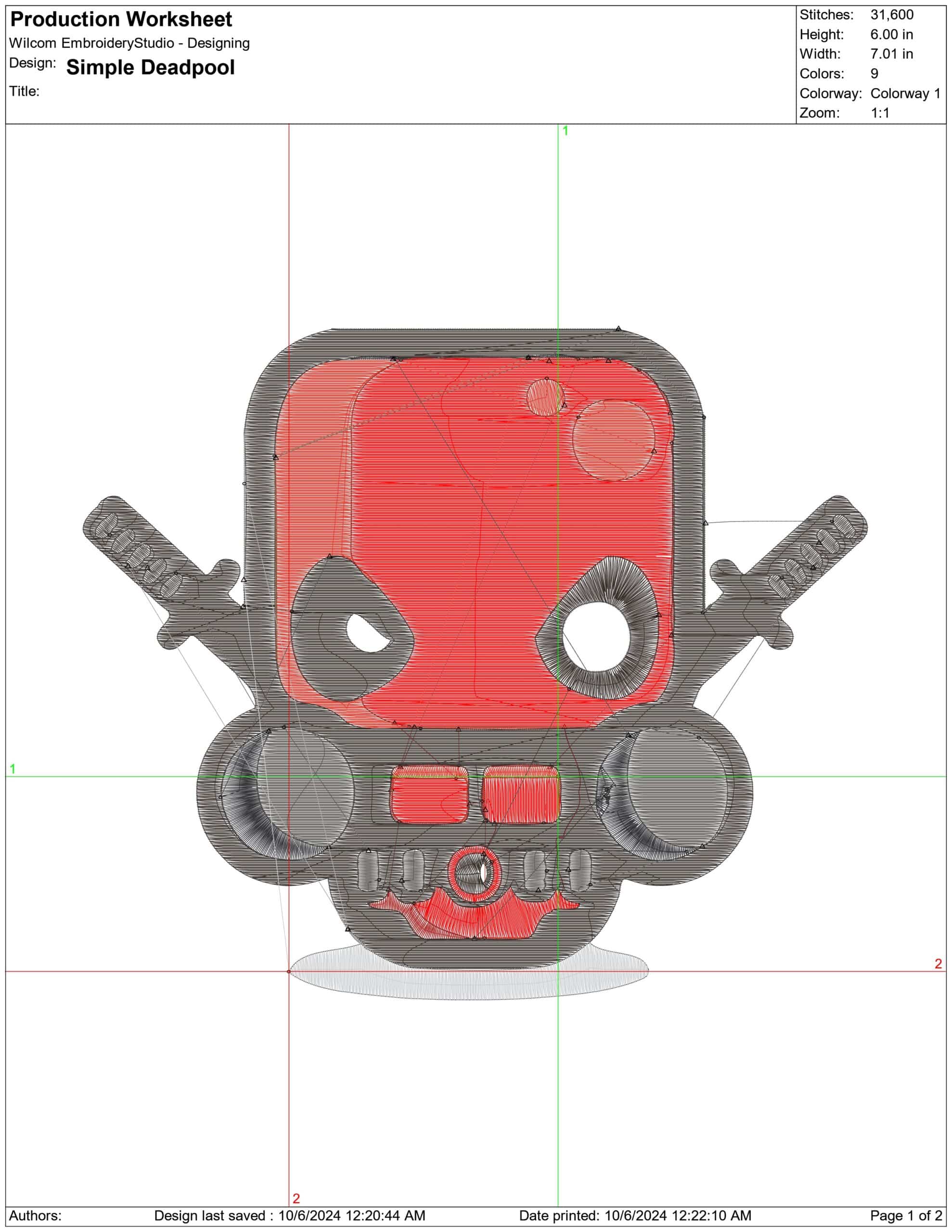 Simple Deadpool-Elegant embroidery design file - instant download — view 4