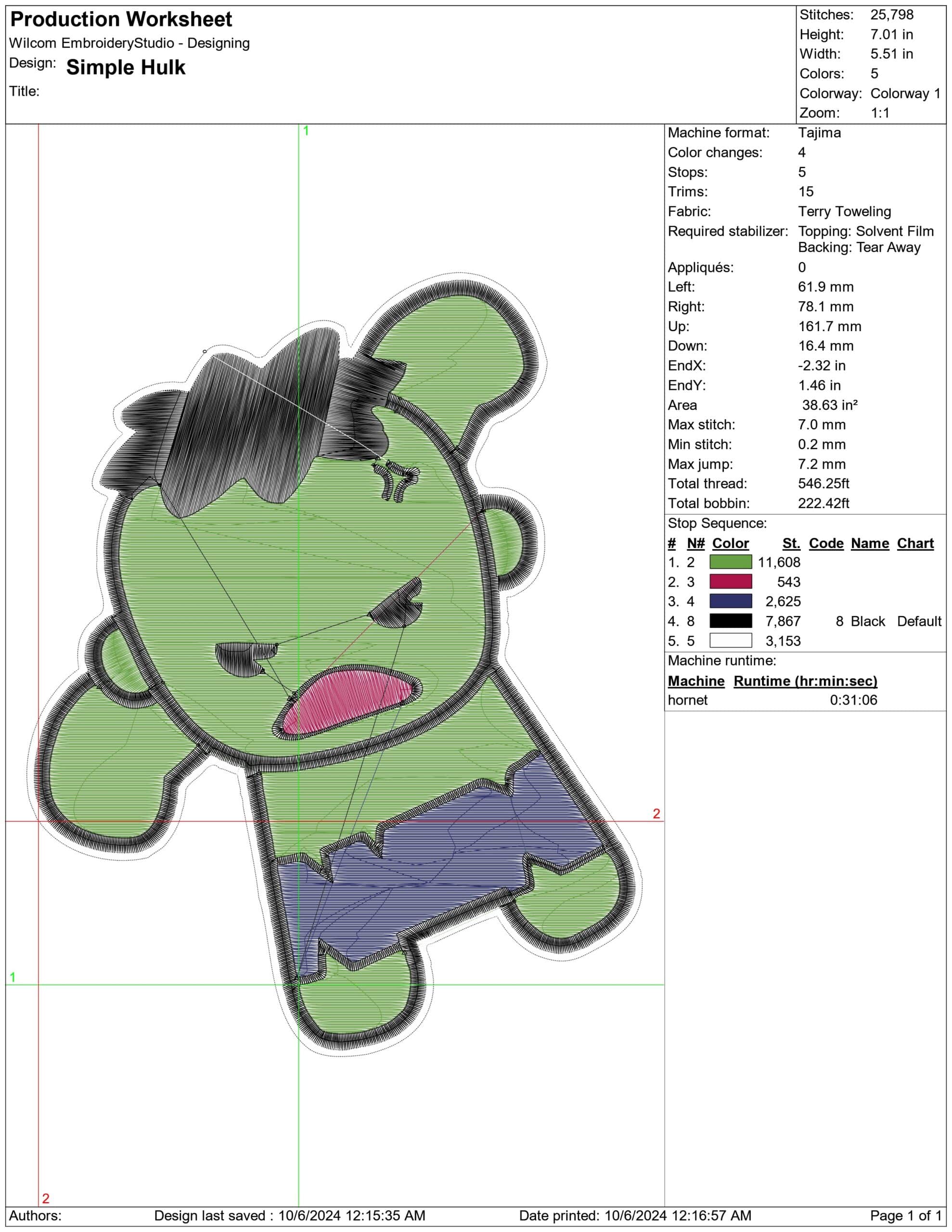 Simple Hulk-Elegant embroidery design file - instant download — view 3