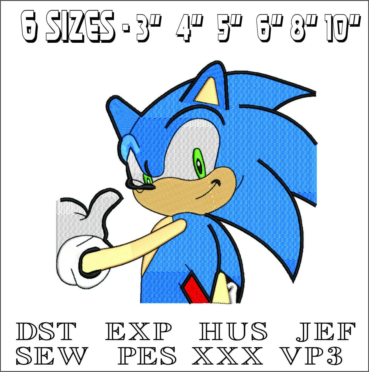 Sonic Hedgehog-Elegant embroidery design file - instant download — view 2