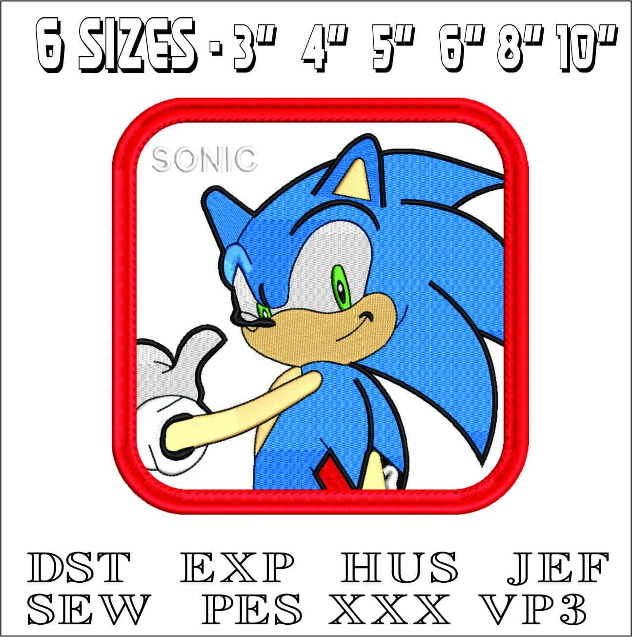 Sonic Hedgehog Frame-Elegant embroidery design file - instant download — view 2