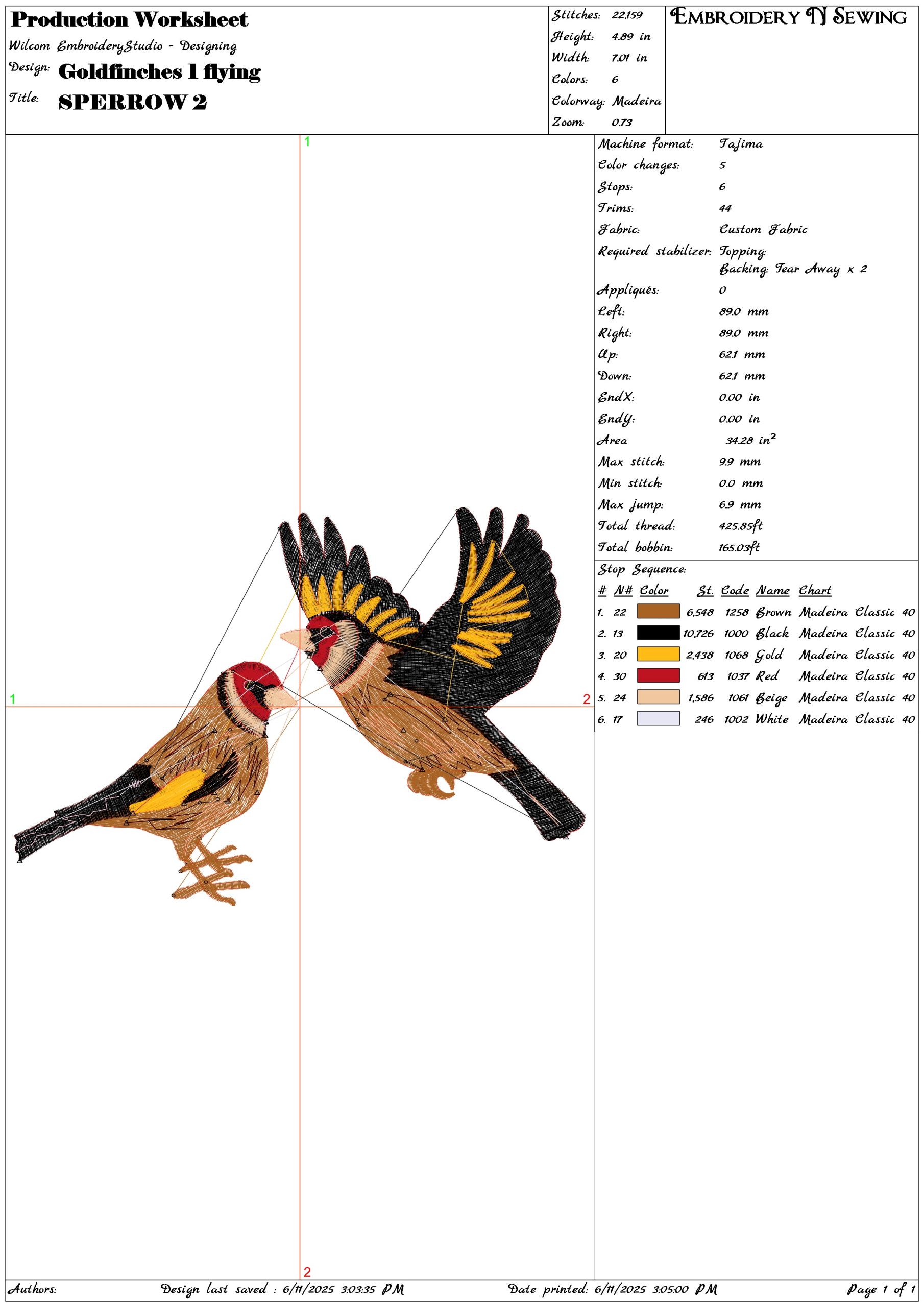 Sparrow Fly-Elegant embroidery design file - instant download — view 3