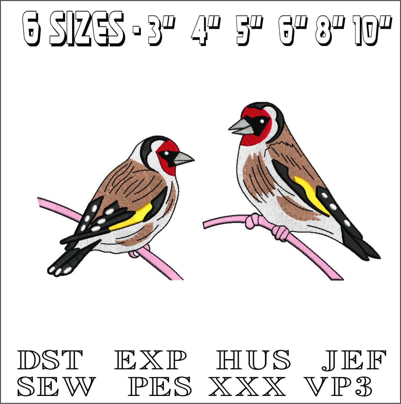 Sparrow on Branch-Elegant embroidery design file - instant download — view 2