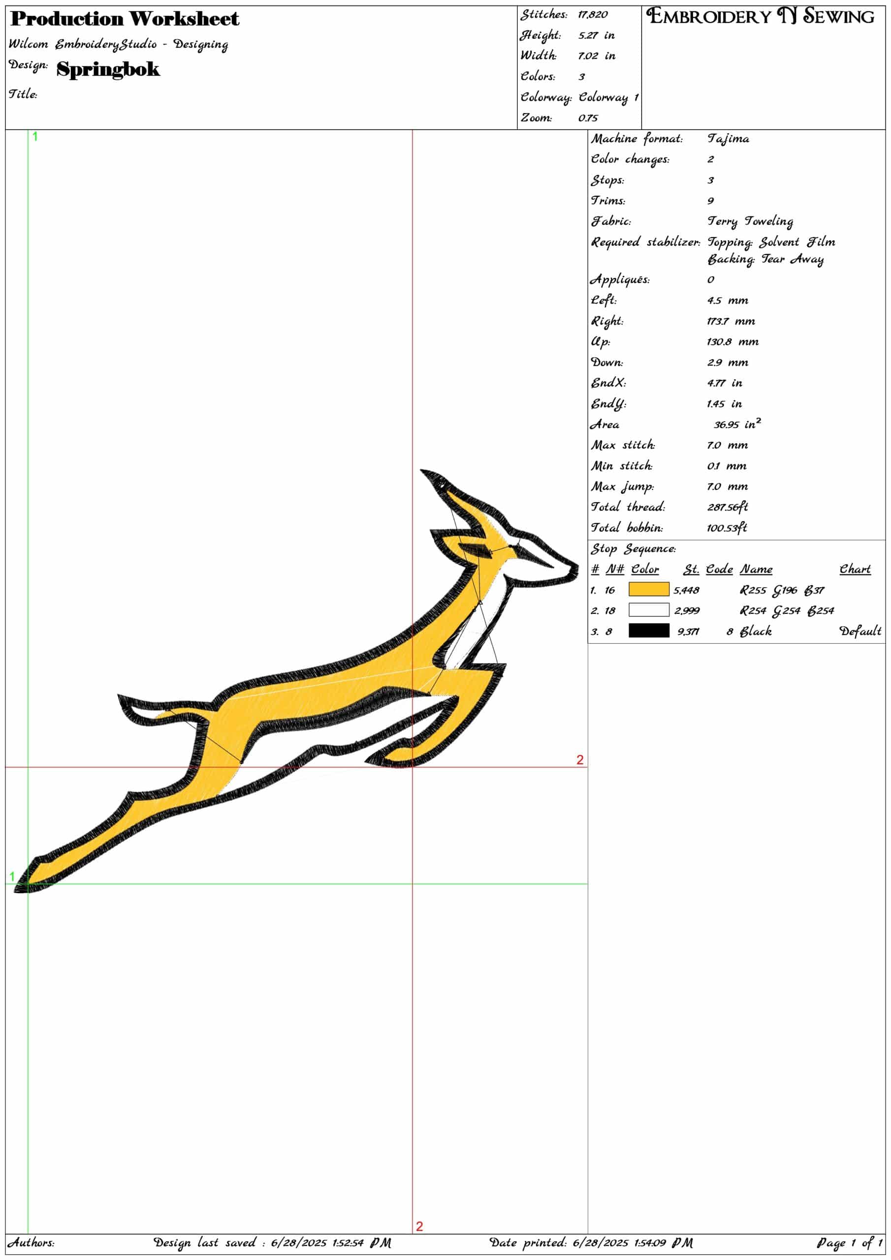Springbok-Elegant embroidery design file - instant download — view 3