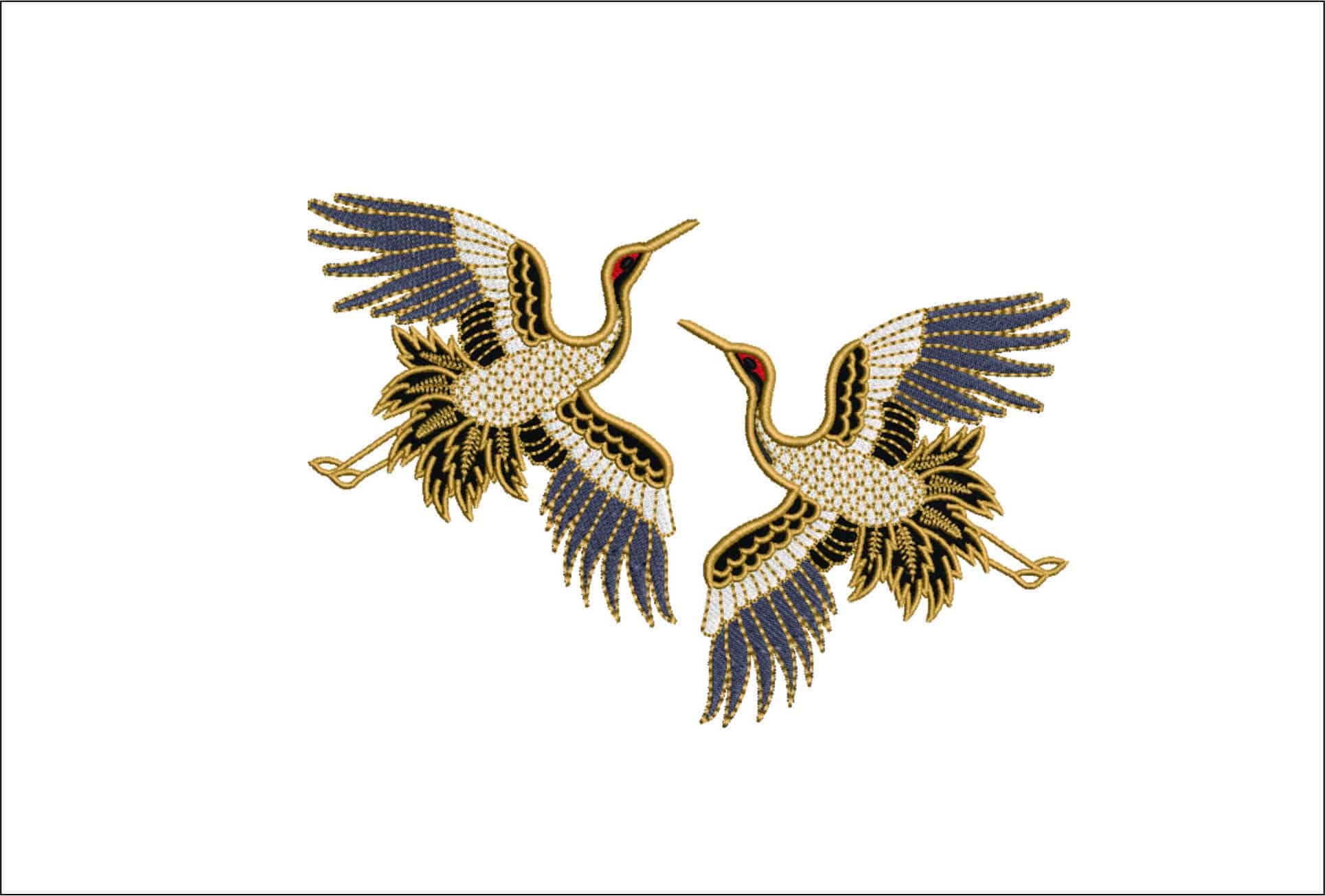 Storks Flying-Elegant embroidery design file - instant download
