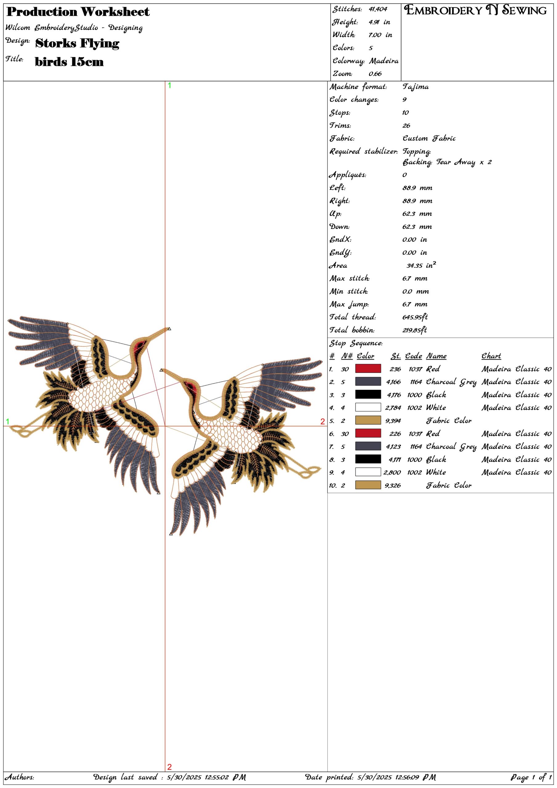 Storks Flying-Elegant embroidery design file - instant download — view 3