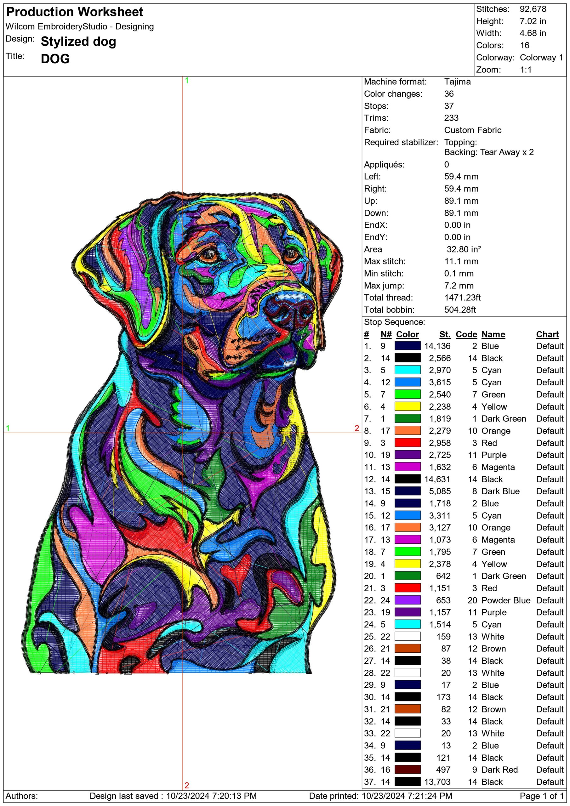 Stylized Dog-Elegant embroidery design file - instant download — view 3