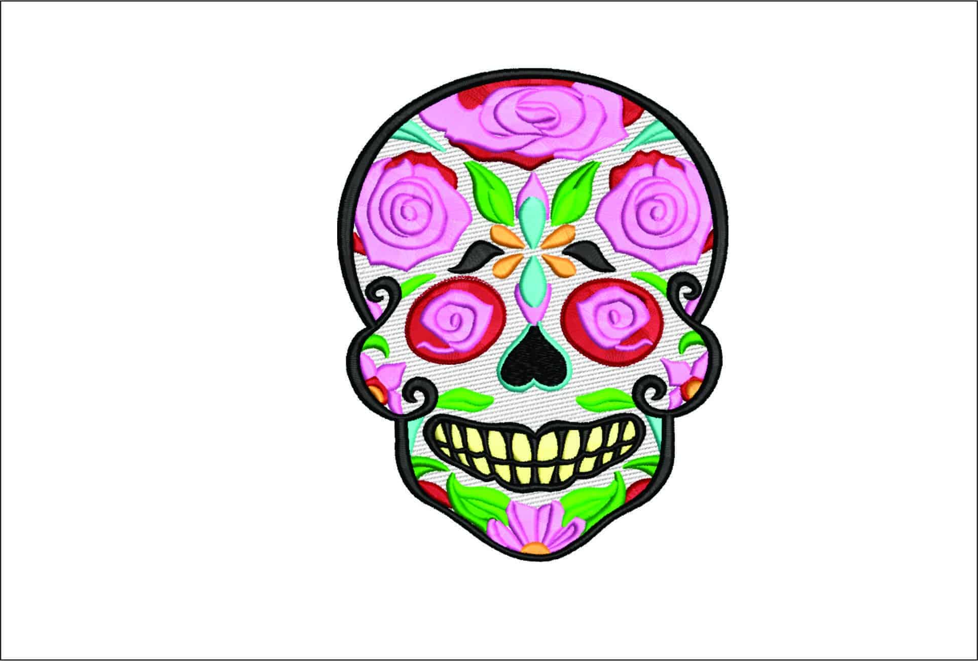 Sugar Skull flower cover-Elegant embroidery design file - instant download