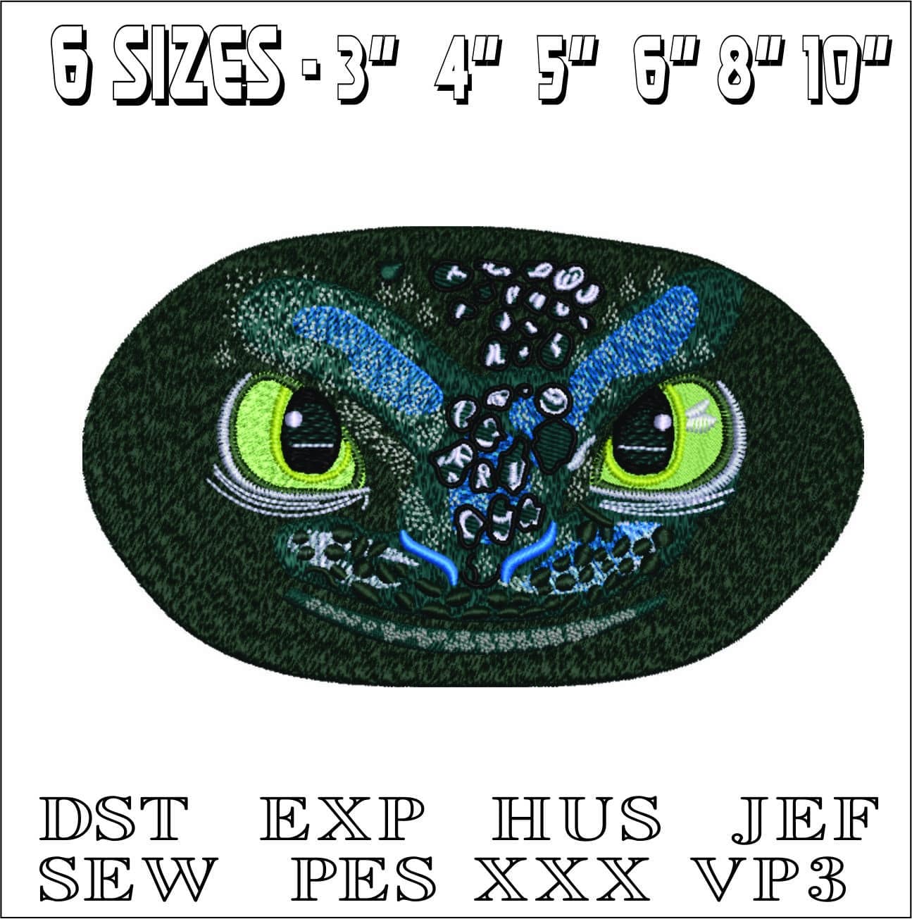 Toothless  Face How to Train a Dragon-Elegant embroidery design file - instant download — view 2