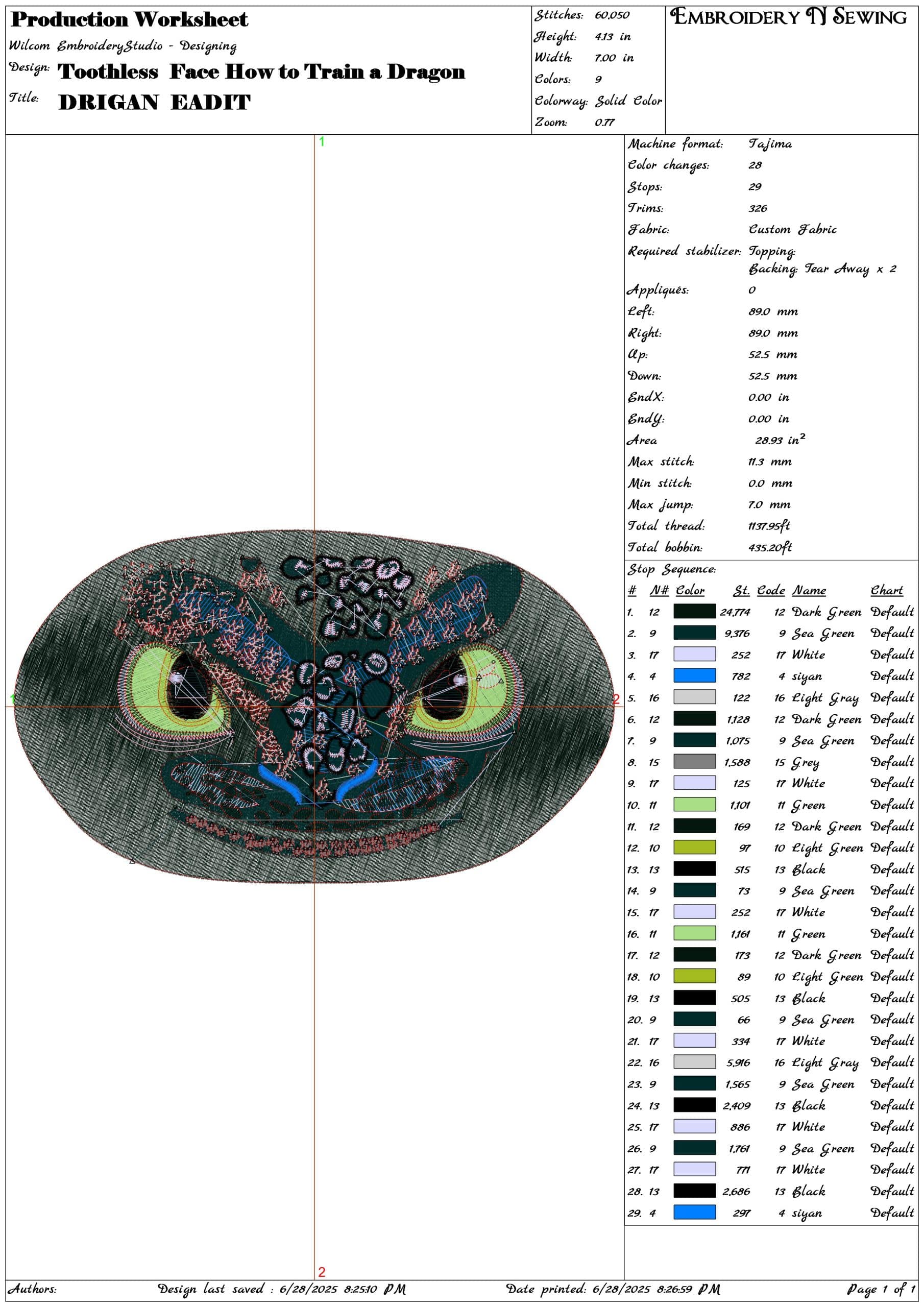 Toothless  Face How to Train a Dragon-Elegant embroidery design file - instant download — view 3
