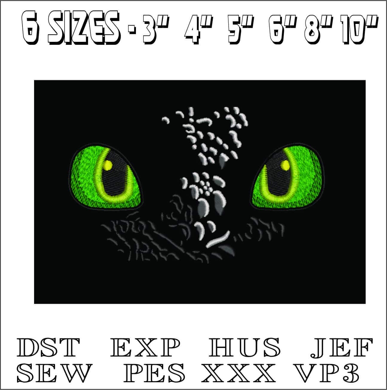 Toothless eyes How to train a Dragon-Elegant embroidery design file - instant download — view 2