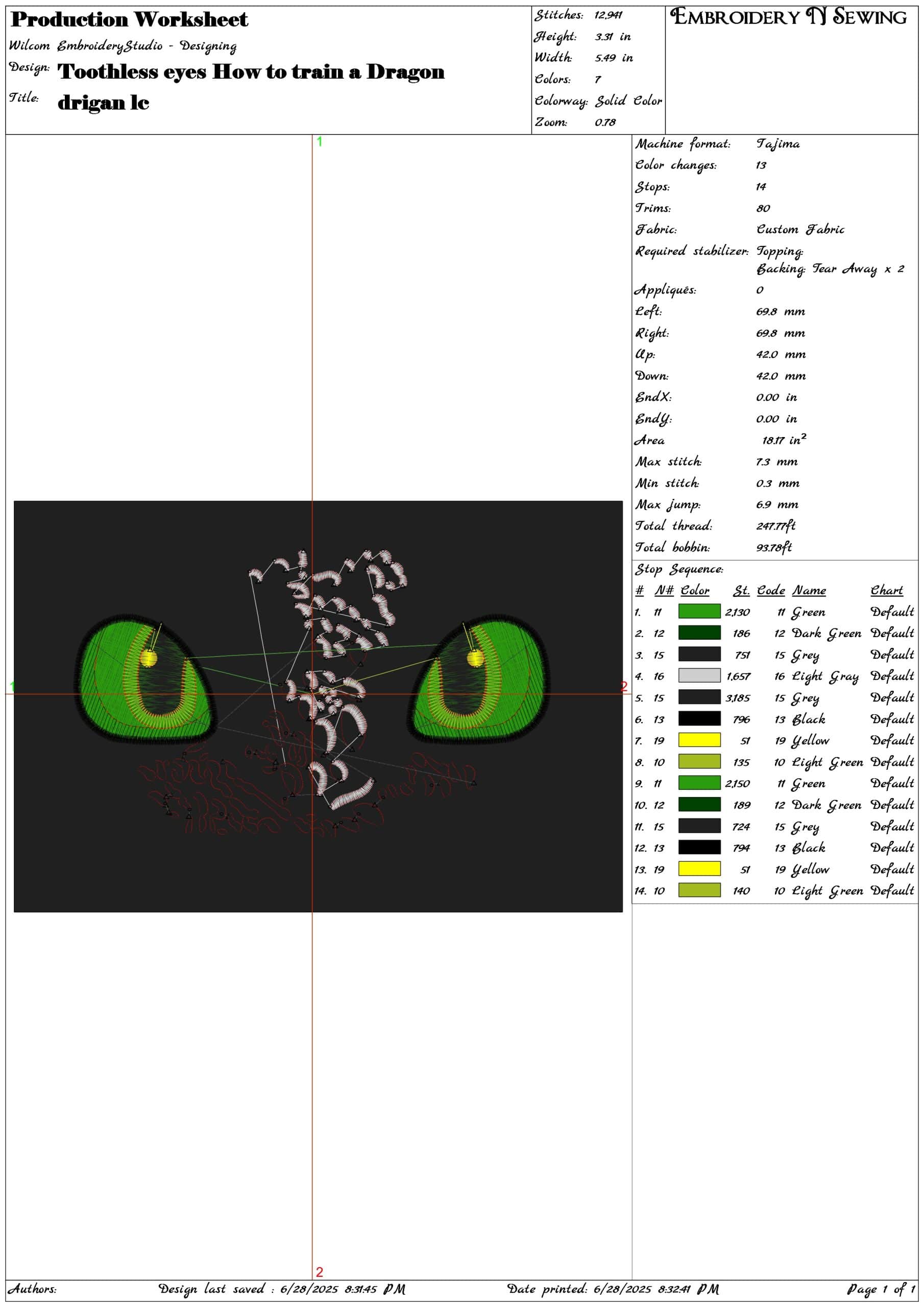 Toothless eyes How to train a Dragon-Elegant embroidery design file - instant download — view 3